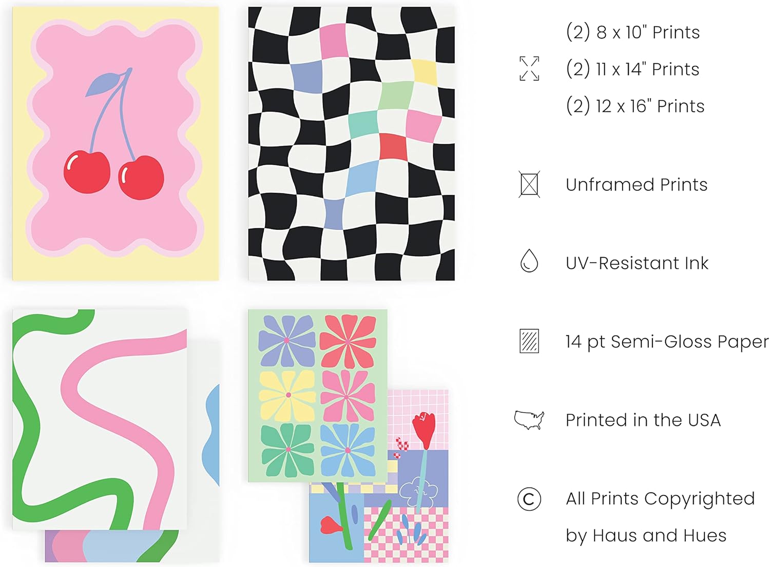 HAUS AND HUES Pósteres daneses en colores pastel  Juego de 6 pósteres de color rosa pastel, imágenes pastel coloridas para pared, bonitos carteles