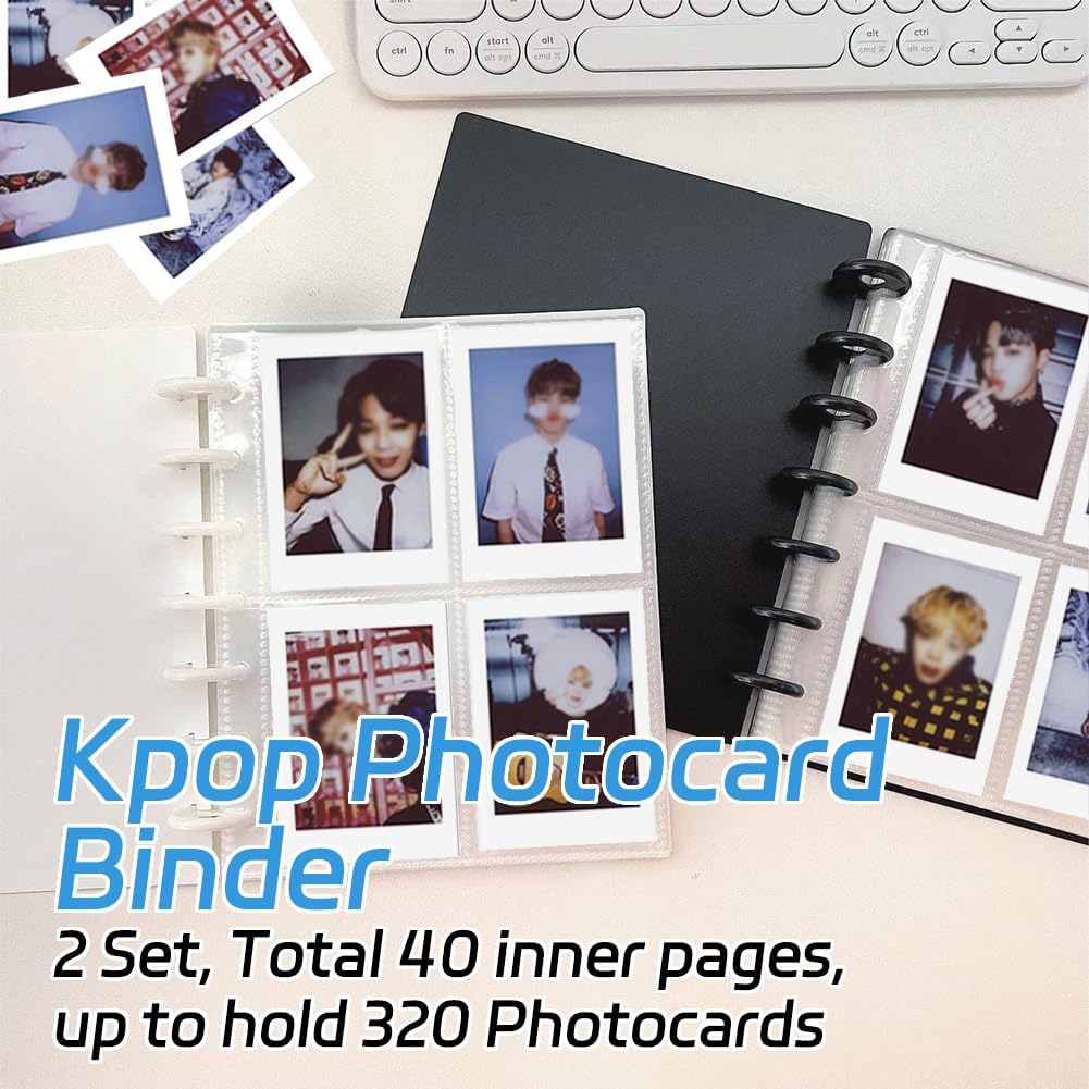 Paquete de 2 carpetas K-Pop para tarjetas fotográficas, 40 páginas internas, libro de tarjetas de fotos de 3 pulgadas, 2 páginas interiores de 20, 2
