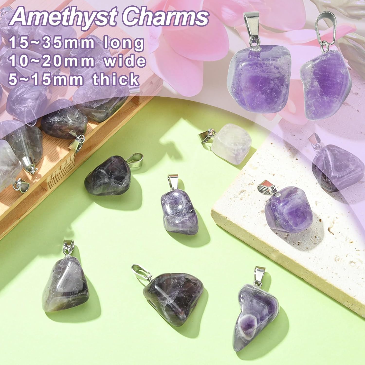 DanLingJewelry Colgantes de chakra reiki de punto curativo natural para collares, aretes, pulseras, joyería, Acero inoxidable