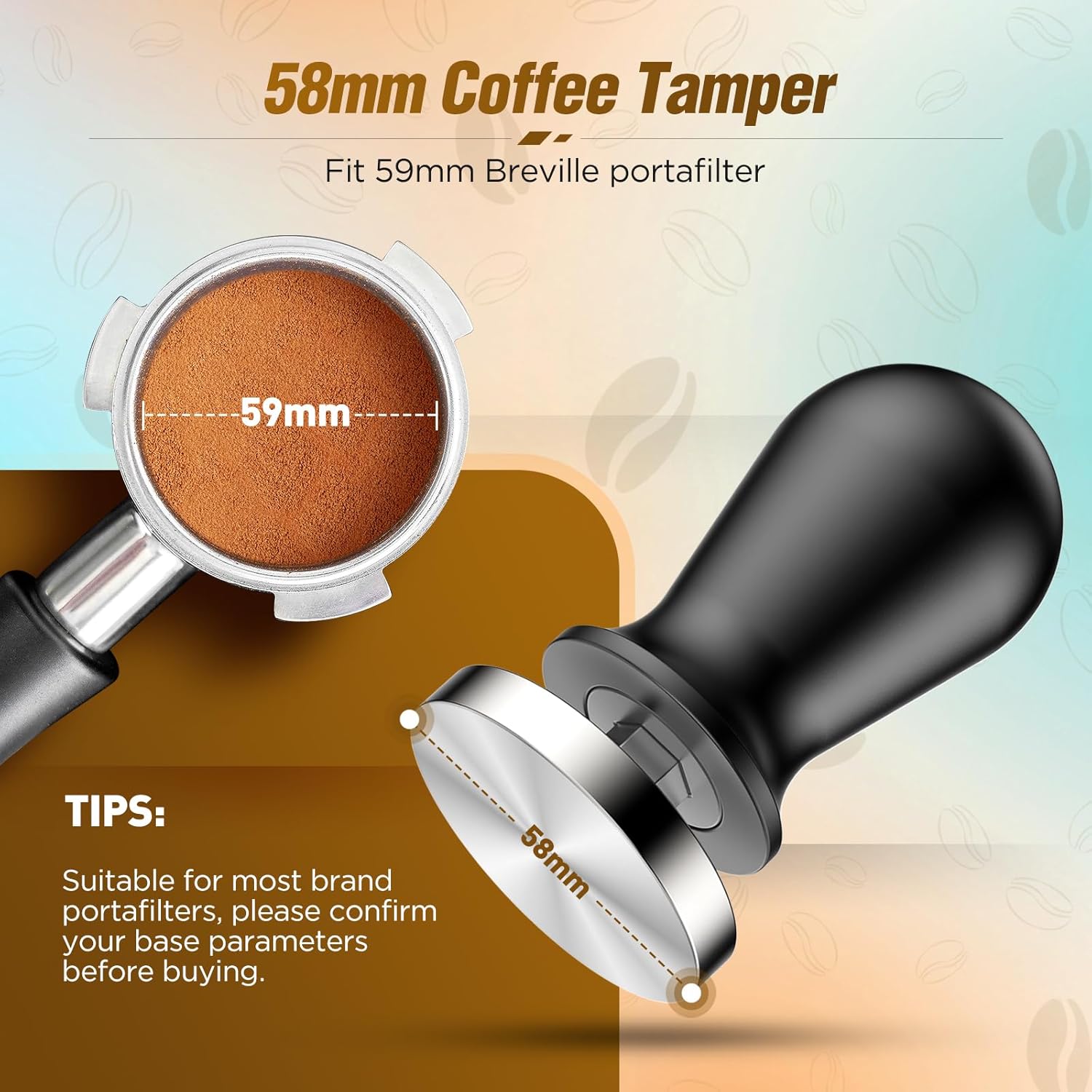 Juego de manipulación de café expreso de 2.283 in  Manipulador de café expreso calibrado con resorte 304 de acero inoxidable para Breville