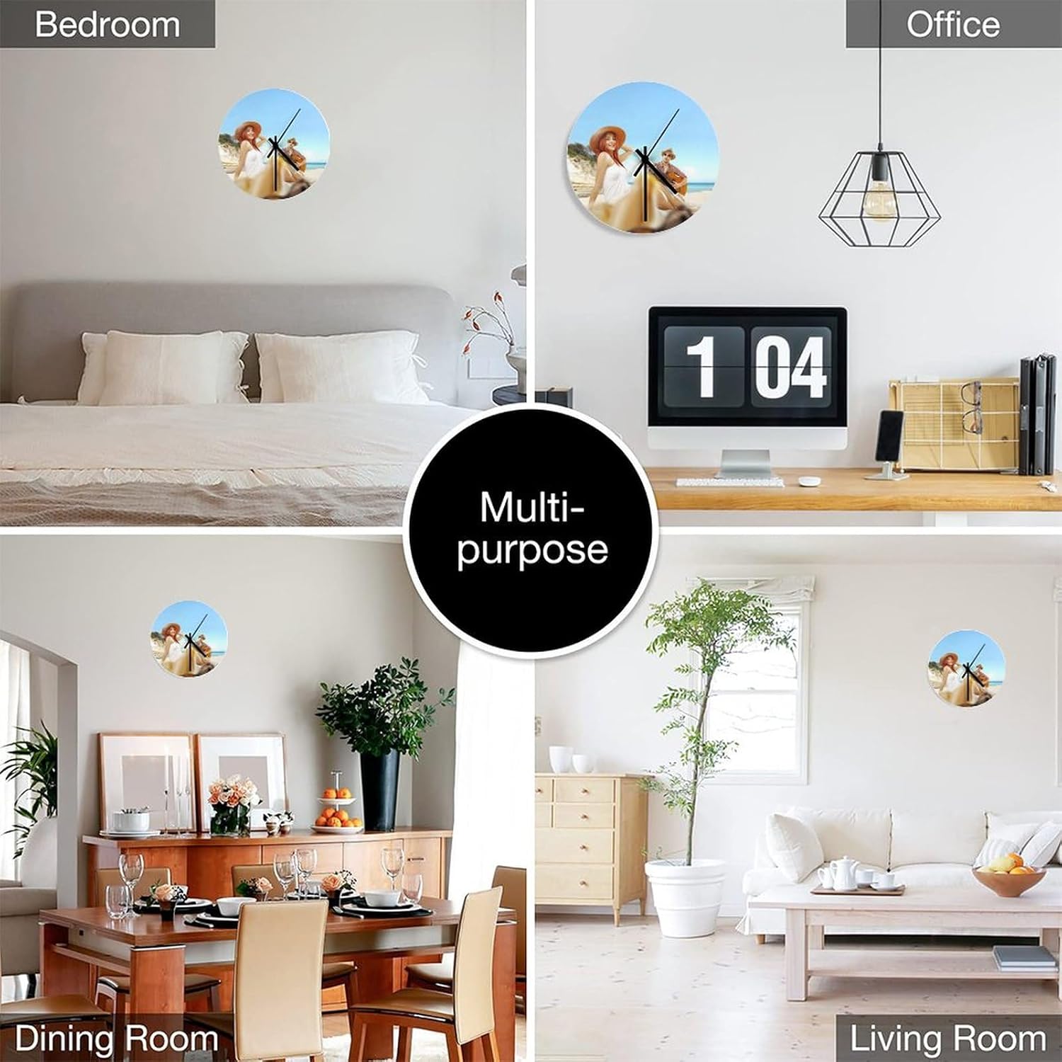 Reloj de pared de madera, reloj de pared personalizado con foto, reloj de pared personalizado, silencioso, sin tictac, relojes de pared de diseño
