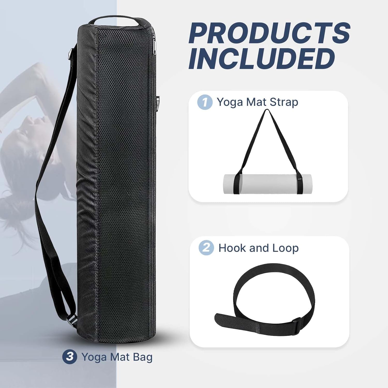 Yoga Mat Bag with Strap 14-inch Yoga Mat Holder Exercise Yoga Mat Carrier for Women