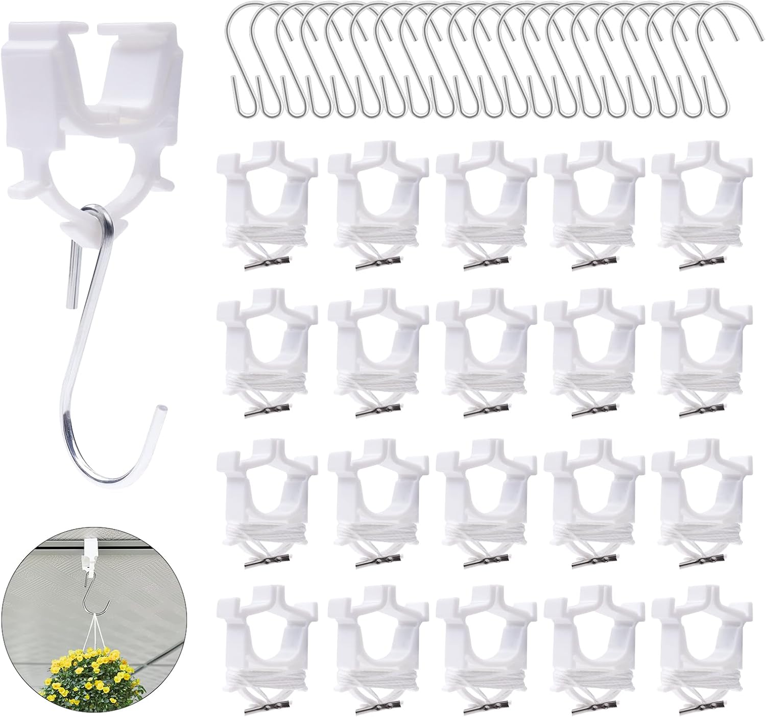Ganchos de techo colgantes para colgar, ganchos de techo resistentes con ganchos de metal para colgar plantas y decoraciones, ganchos de barra en T