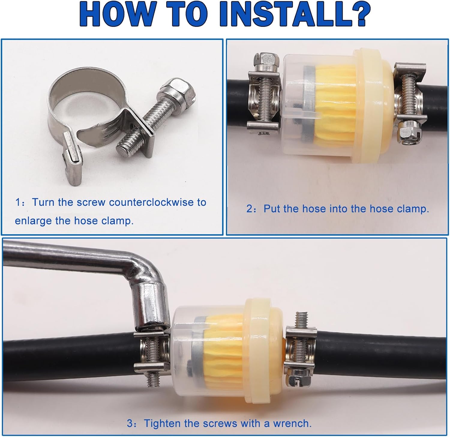 Tnisesm 30 abrazaderas de manguera de inyección de combustible de 916″-58″ y 12″-916″ ajustables de acero inoxidable 304, kit surtido de abrazaderas