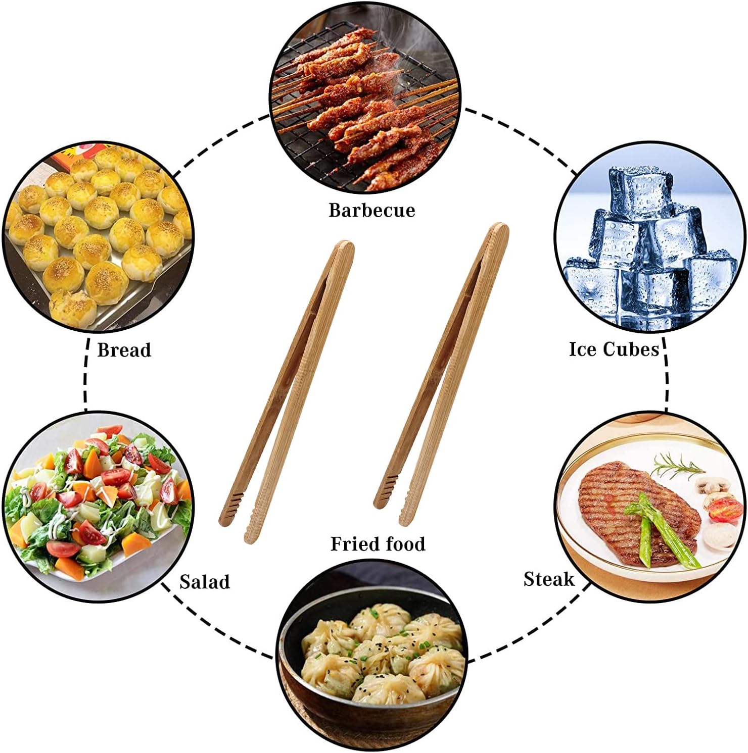 12 pinzas de bambú de 7 pulgadas para servir magdalenas de pepinillos, ensalada de frutas de queso, tostadas y pan