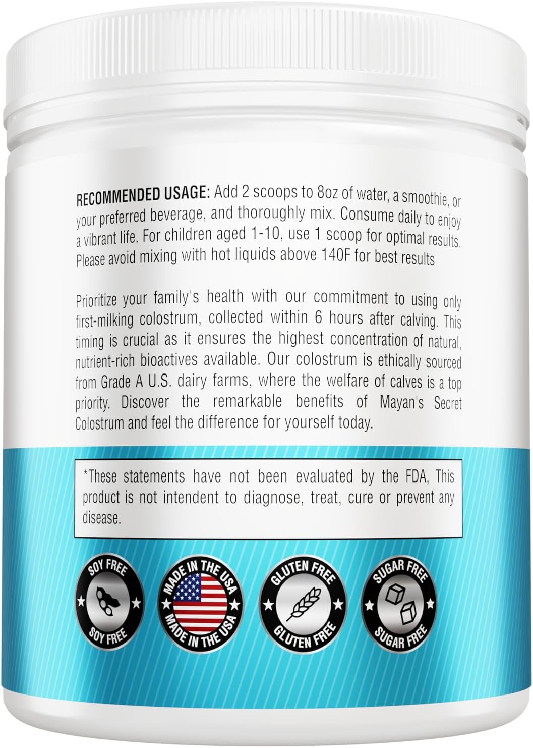 Polvo de calostro alimentado con pasto, para la salud intestinal humana, inmunidad, piel y cabello, recuperación muscular, más de 400 nutrientes