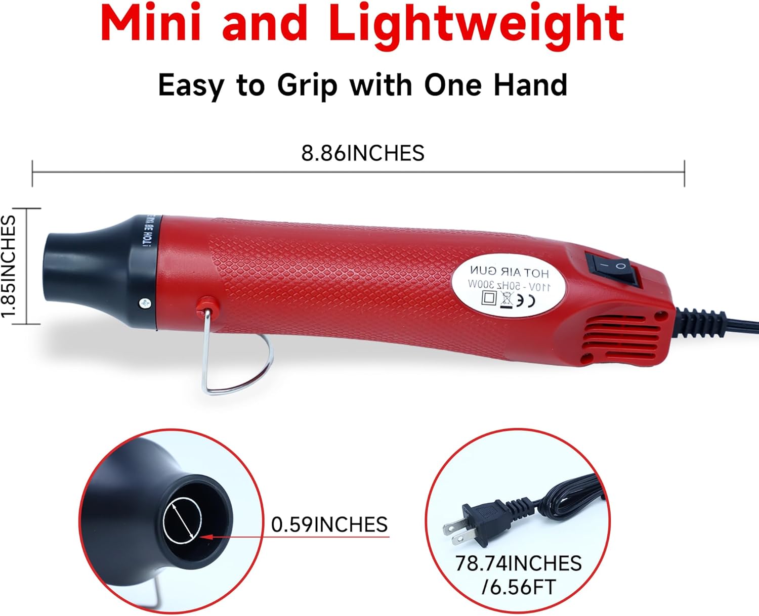 Mini pistola de calor, pistola de calor portátil de 300 W para manualidades, pistola de aire caliente de mano de calentamiento rápido para