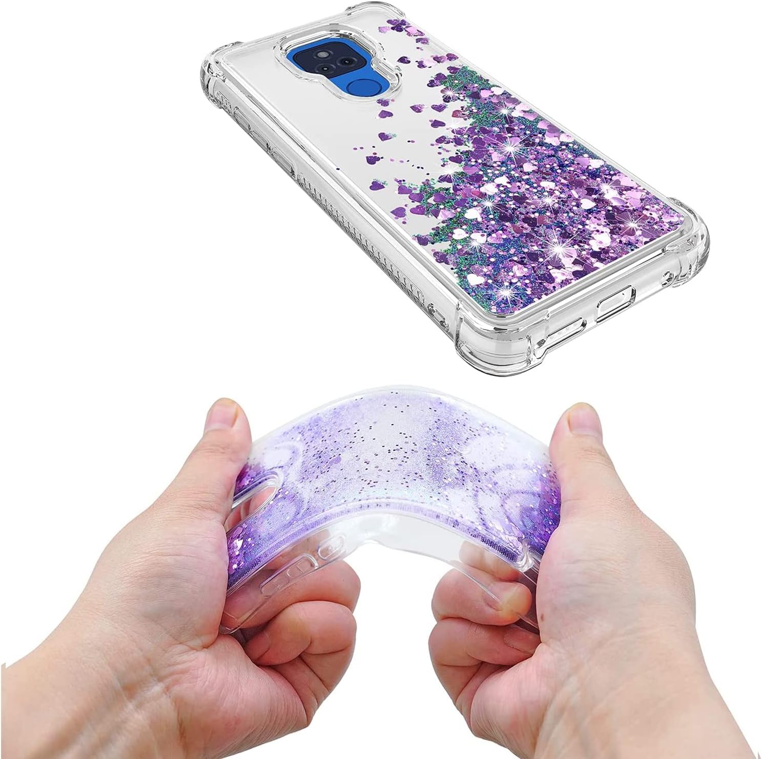 Funda compatible con Moto G Play, con protector de pantalla HD, a prueba de golpes, transparente, para niñas y mujeres, carcasa rígida de TPU para