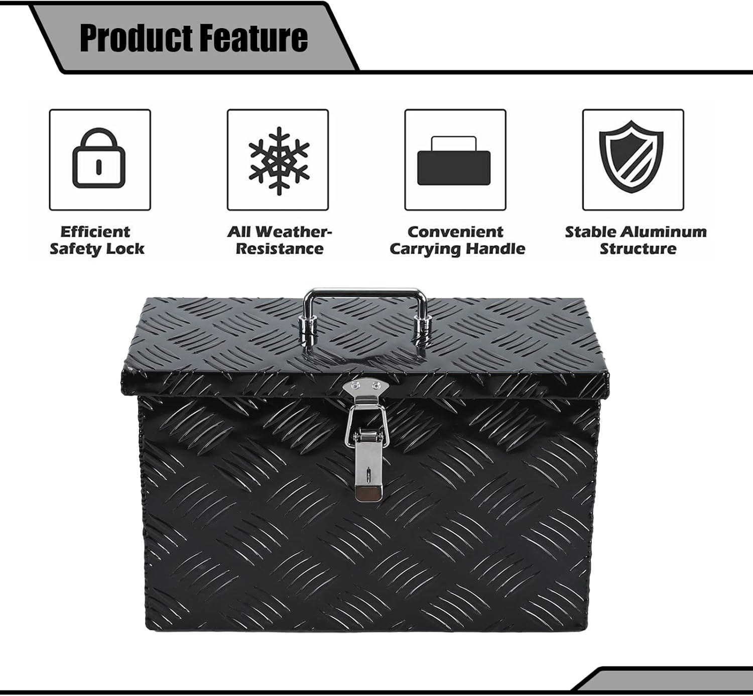 Caja de herramientas chapada en aluminio resistente de 16 pulgadas, caja de herramientas para camioneta, caja de herramientas para remolque, caja de