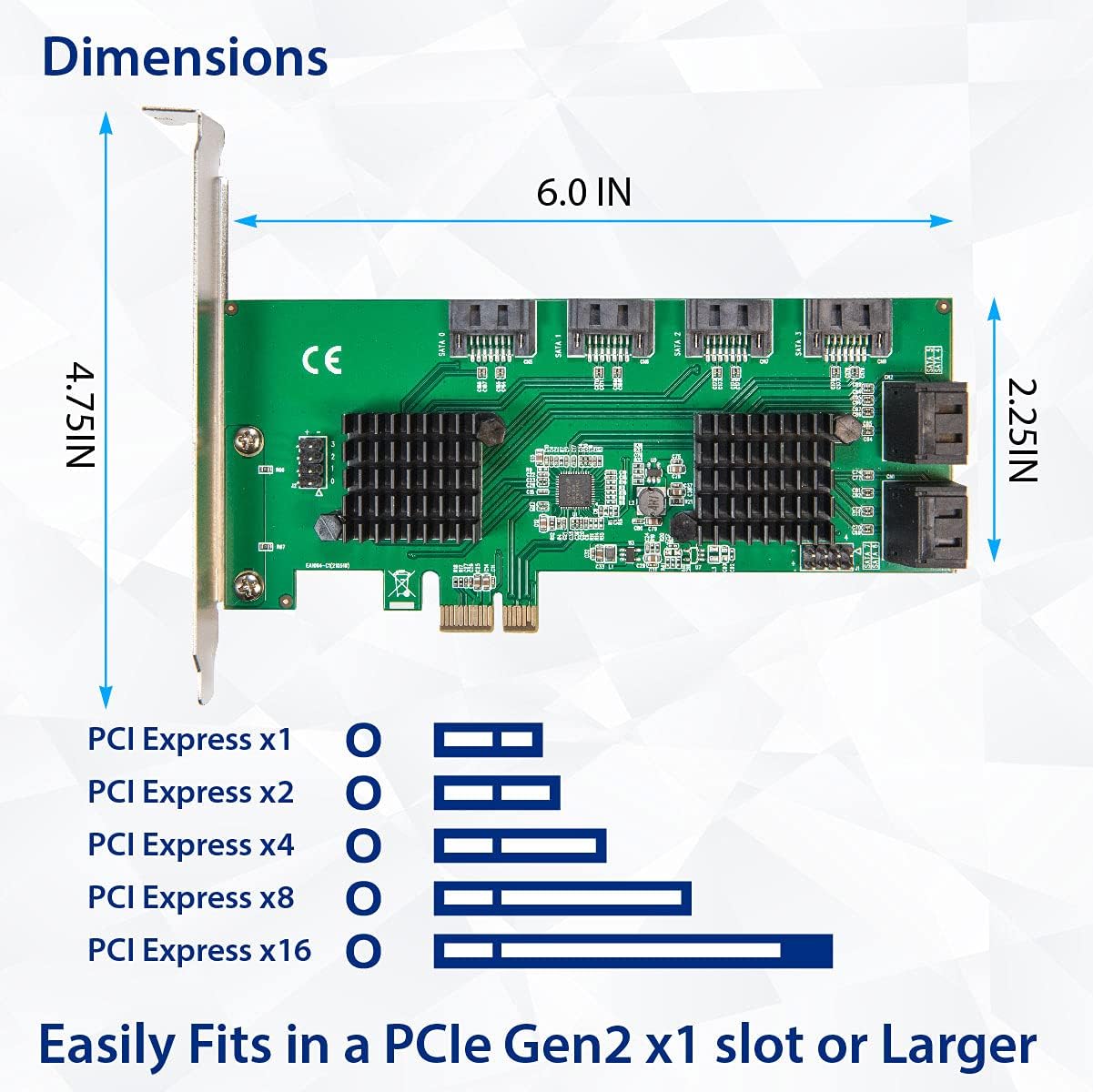 Syba 8 puertos SATA III a PCIe 3.0 x1 tarjeta de expansión no RAID doble ASM1064 soporte de perfil bajo, SD-PEX40163