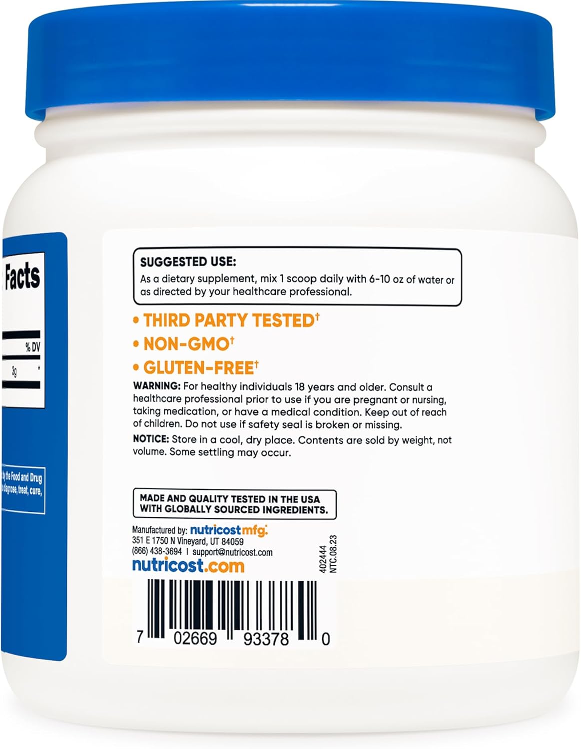 Nutricost L-citrulina pura (base) en polvo (21.16 oz) (2 botellas)