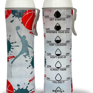 50 Strong Botella de agua para niños con tiempos para beber, botellas de agua reutilizables de 24 onzas sin BPA con marcador de tiempo, diseño de 50 Strong Botella de agua para niños con tiempos para beber, botellas de agua reutilizables de 24 onzas sin BPA con marcador de tiempo, diseño de