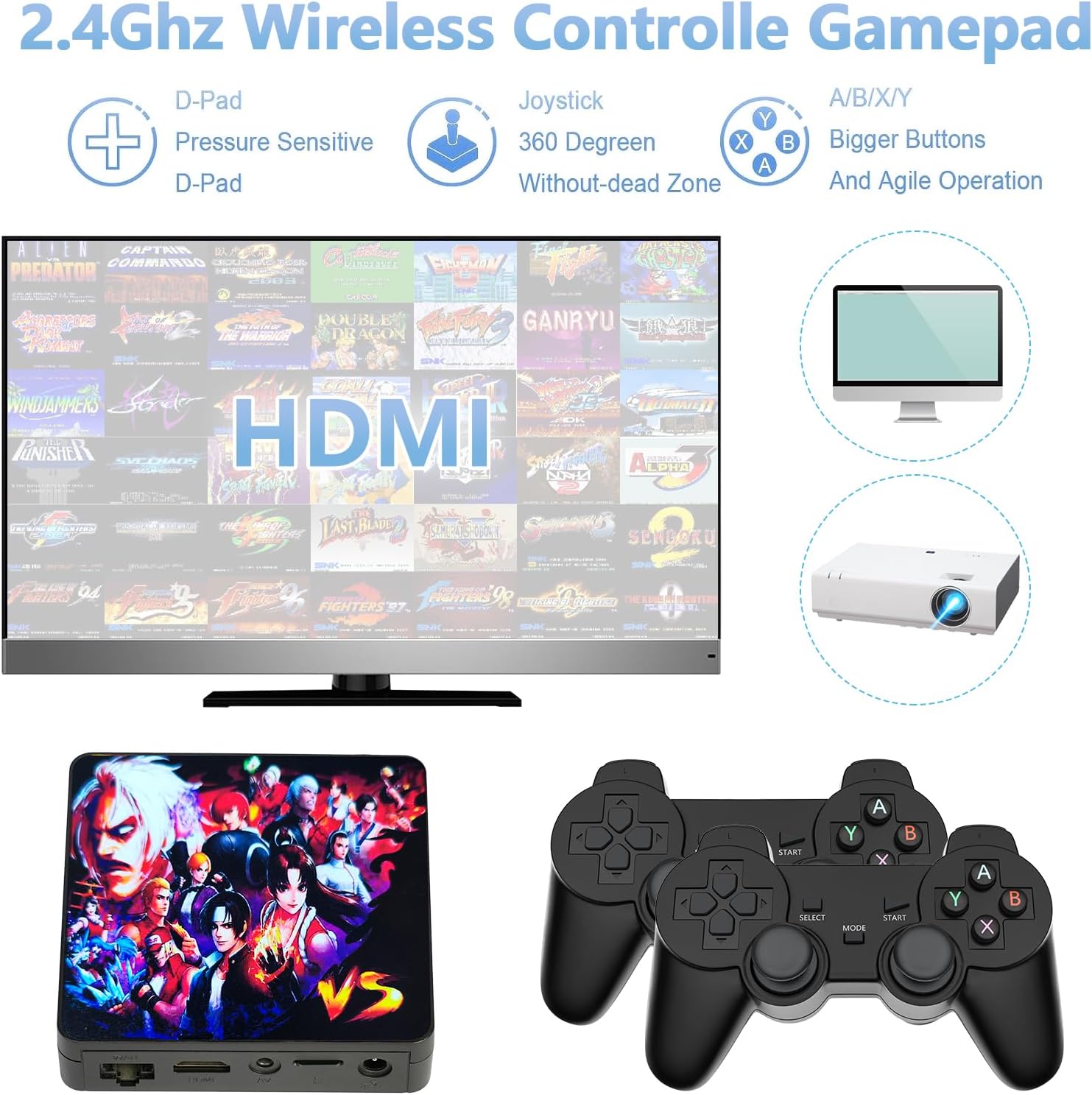 20000 en 1 WiFi Game Box 58S Arcade Stick Retro Consola de juegos irrepetida, Plug and Play, 9 emuladores, salida HDMI 4K, controladores