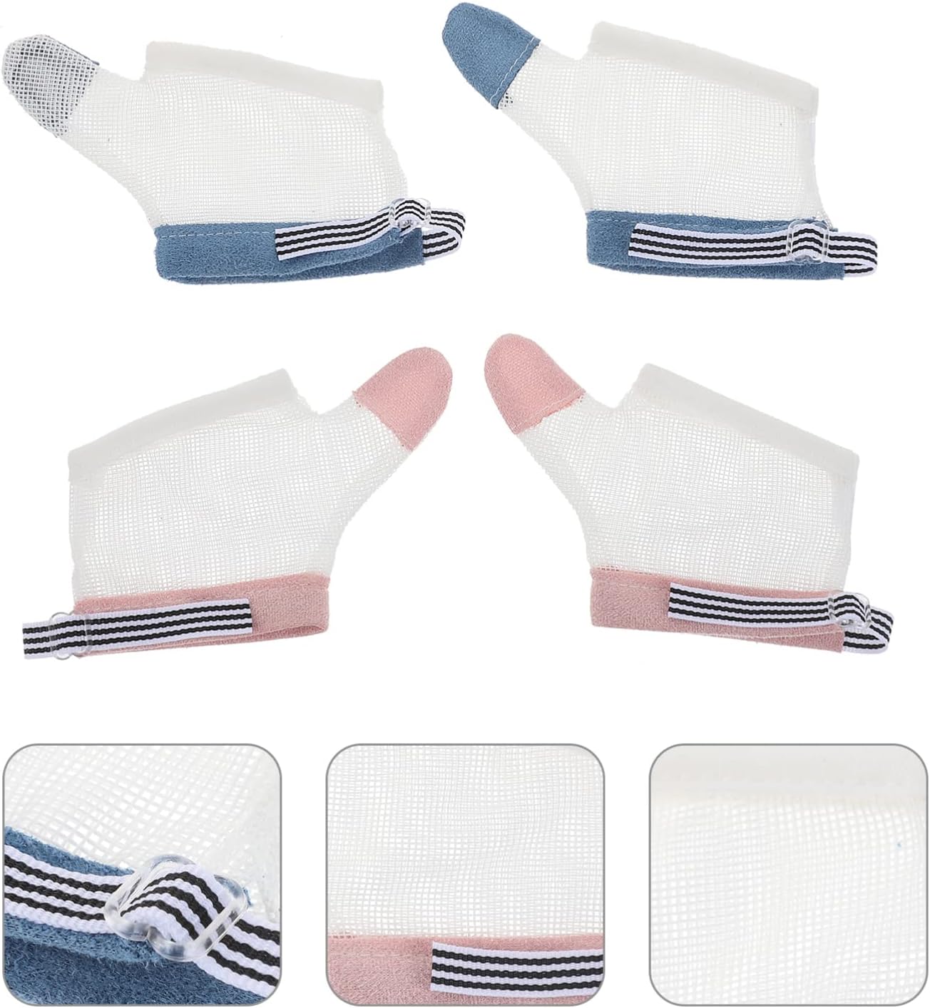 Healifty 2 pares de protectores de dedos para bebés, para evitar arañazos, transpirable, con muñequera, para niños pequeños, talla L, color blanco