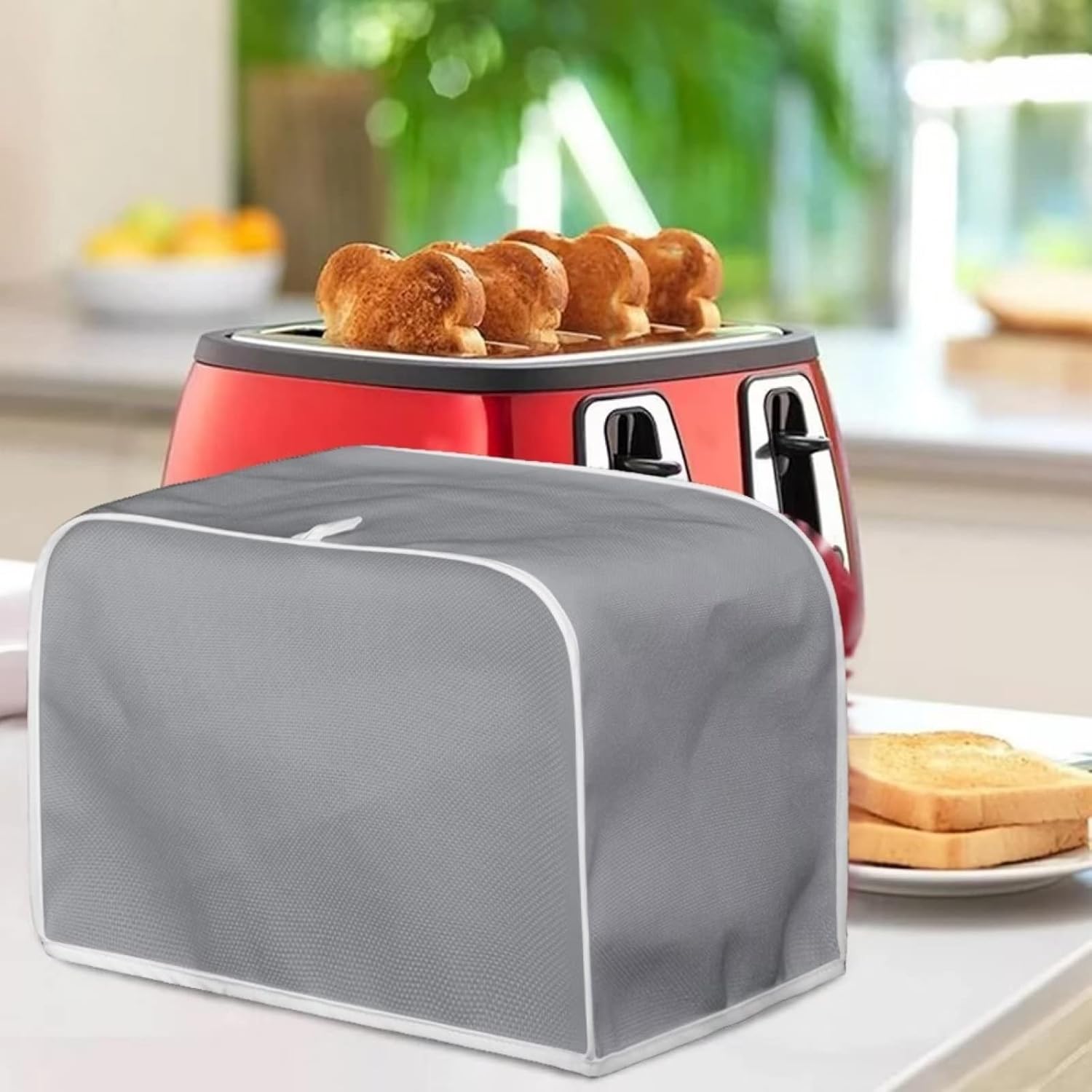 Cubierta para tostadora roja, cubierta acolchada para tostadora de 2 rebanadas, cubiertas de electrodomésticos pequeños de cocina, cubierta de