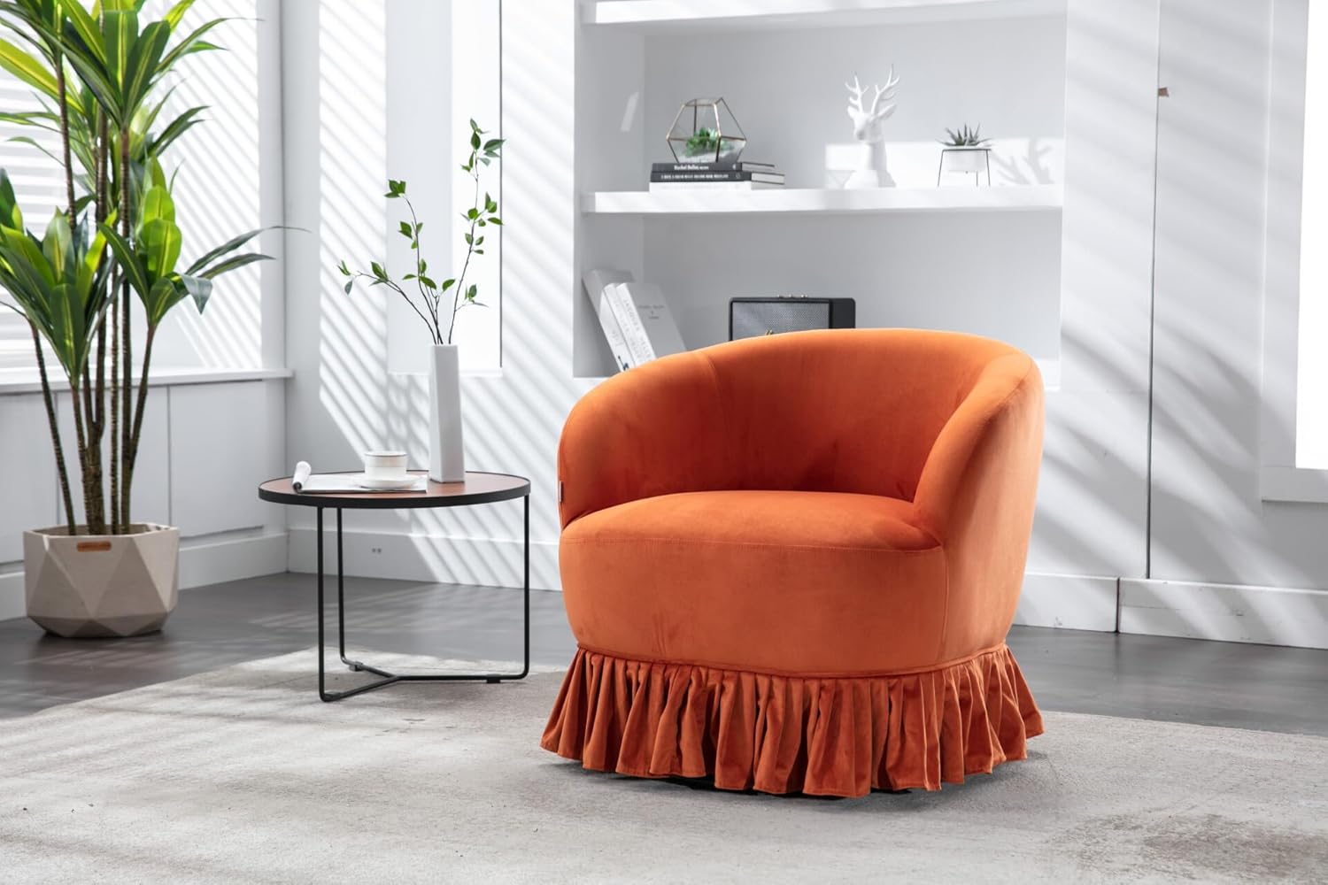 Silla giratoria de barril para sala de estar, moderna silla de terciopelo para sala de estar, silla de club giratoria de 360 grados, sillón de ocio