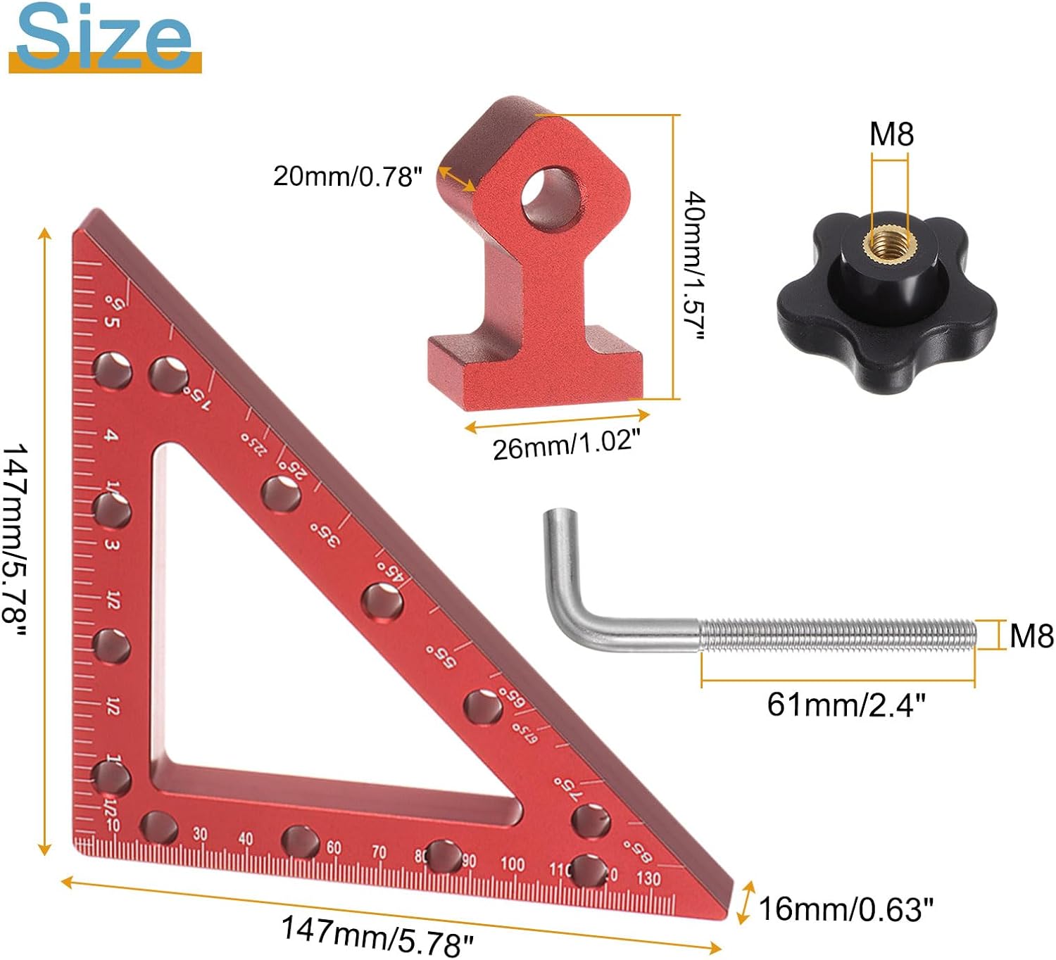 Juego de 2 abrazaderas de esquina de 45 y 90 grados de 6 pulgadas para carpintería, herramienta cuadrada de posicionamiento de aleación de aluminio