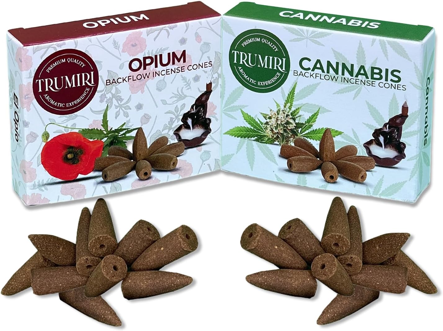 Conos de incienso de reflujo  Paquete combinado de 20 conos de incienso en cascada  10 opio + 10 cannabis  Conos de incienso de reflujo  Conos de
