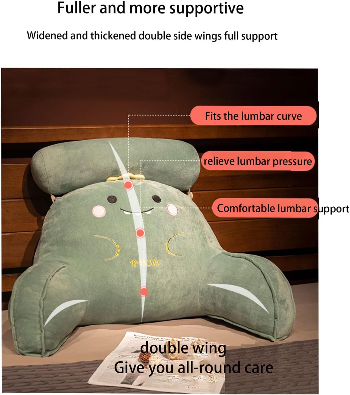 ZIKGER Almohada de lectura para el suelo, colchón de cama, soporte de cuña, cojín de espalda lumbar para descanso, almohadas de respaldo, cabecero,