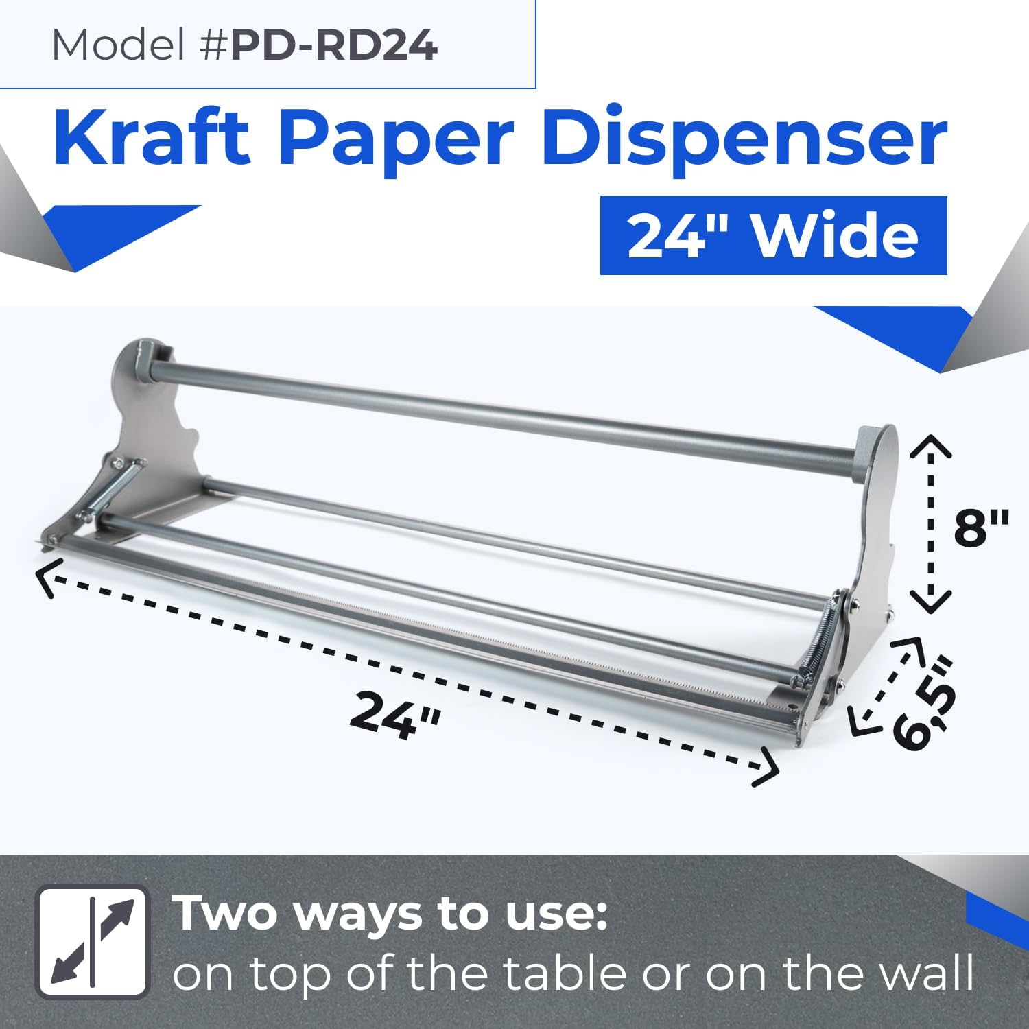 IDL Packaging Dispensador y cortador de rollos de papel kraft de 24 pulgadas para rollos de hasta 24 pulgadas de ancho y 9 pulgadas de diámetro,