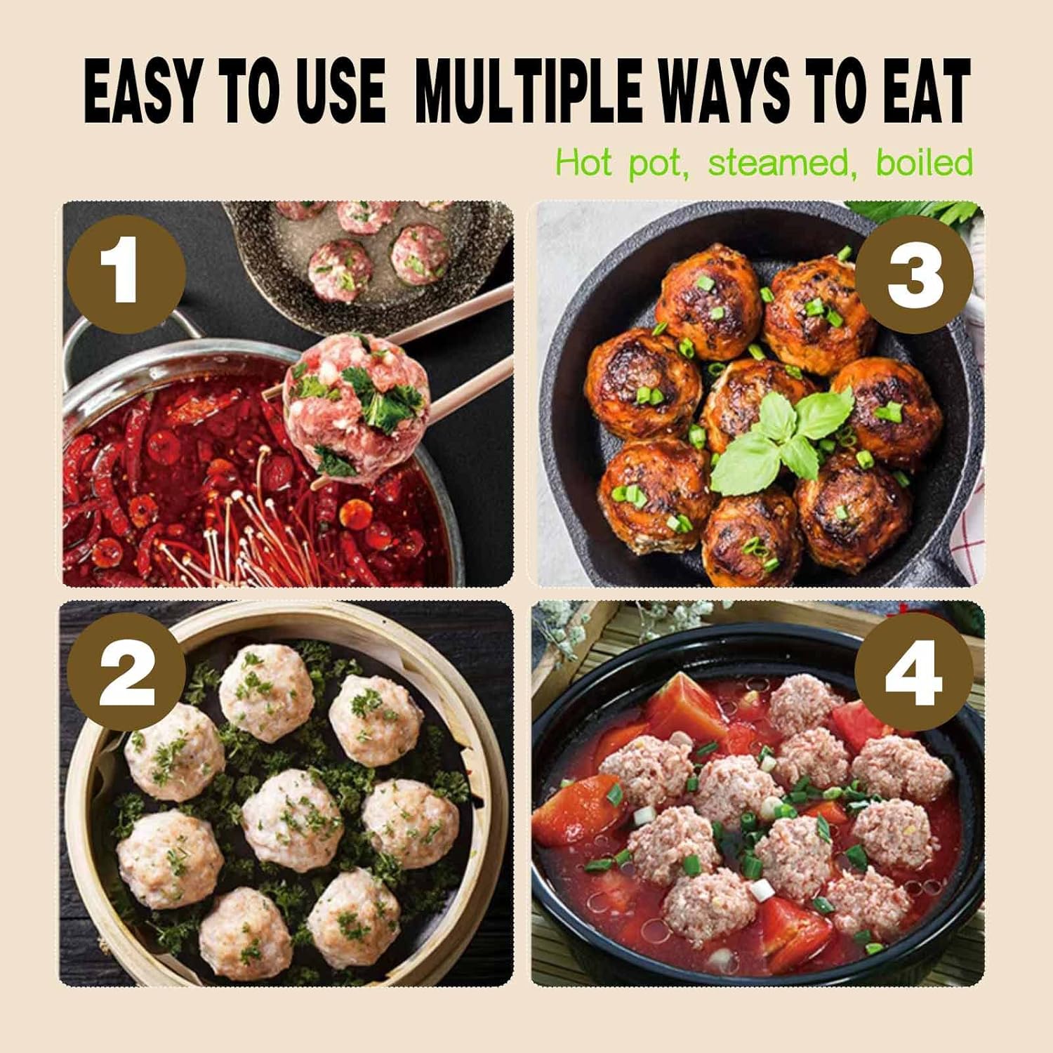 2 piezas de triple albóndigas molde de albóndigas de cocina, 3 albóndigas a la vez control rápido y eficiente del tamaño de albóndigas