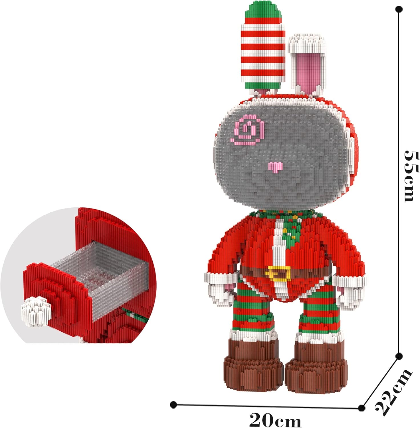 Rabbit Series Christmas Rabbit Micro Mini Blocks Animal Building Blocks Set (8000 Pieces)-Building Toys Gifts for Kid and Adult,Model Set for Display
