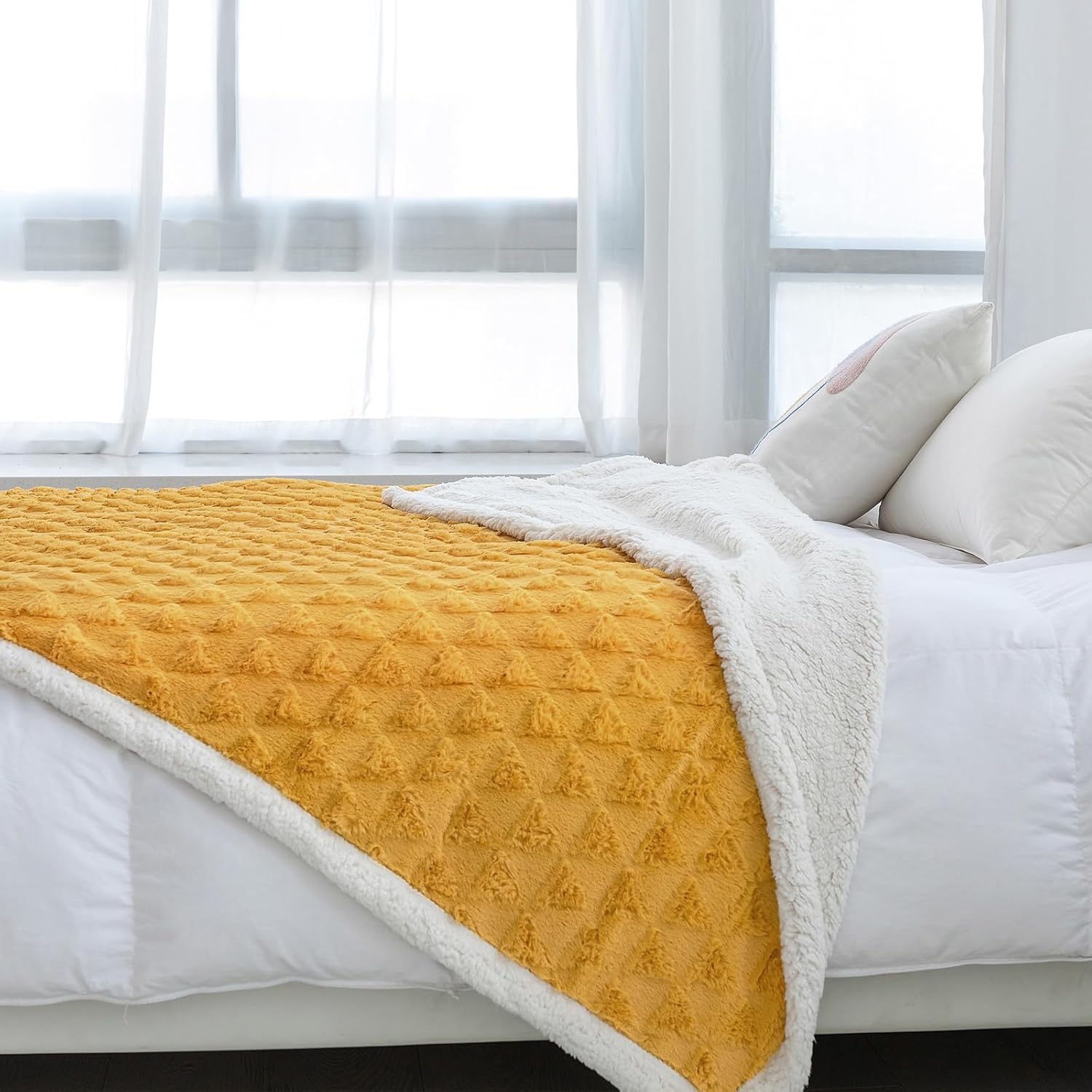 LOMAO Manta para sofá  Mantas de vellón y mantas de piel sintética, suave y mullida, manta de sherpa acogedora manta de regalo para cama, sofá (50 x