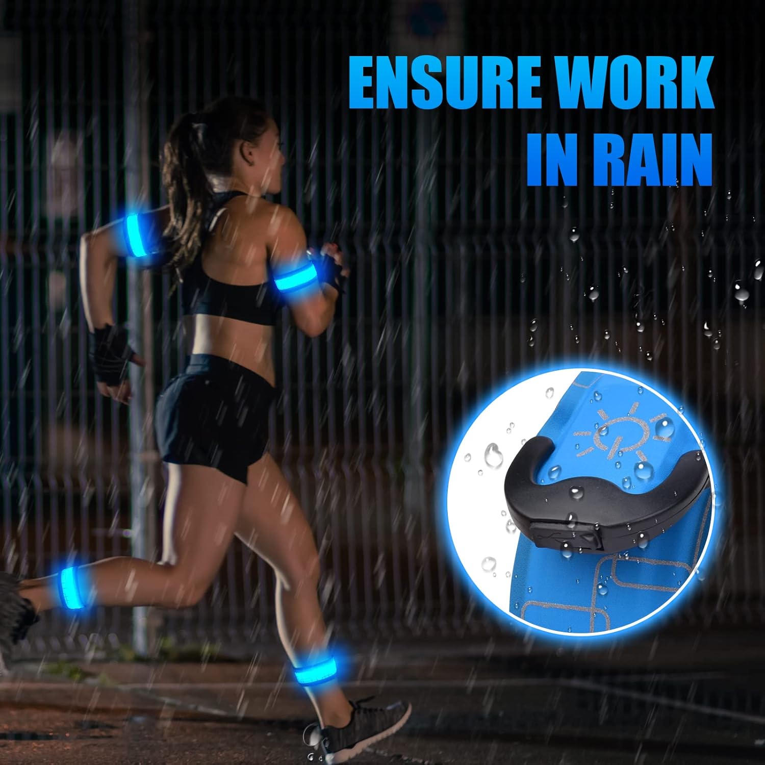 Aucuu Brazalete de seguridad con luz LED para caminar por la noche de los niños, correa mágica para correr, ciclismo, trotar