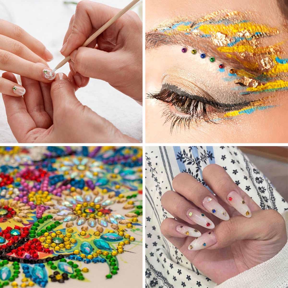 2400 diamantes de imitación con parte trasera plana, gemas de cristal redondas de colores para arte de uñas y maquillaje facial, diamantes de