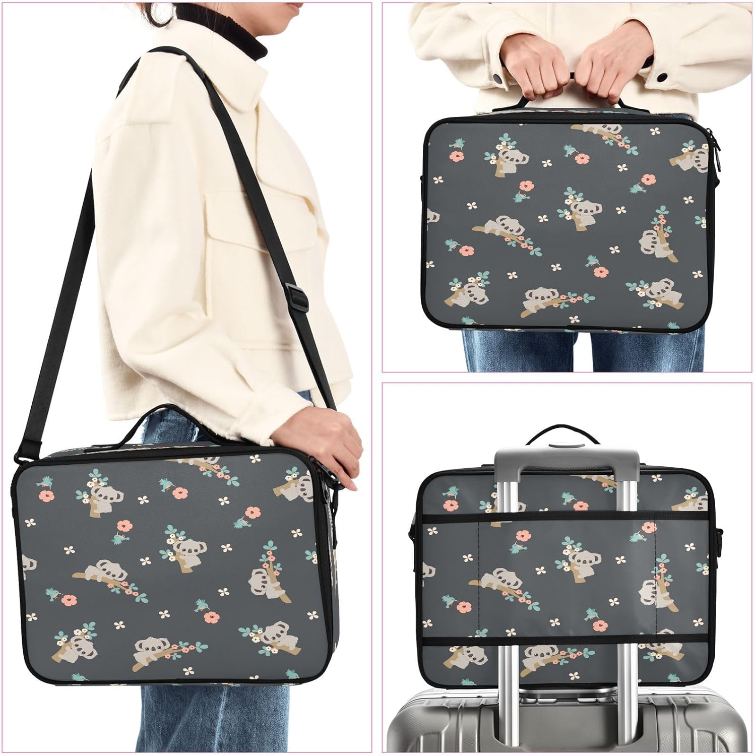 Sloth Cartoon Dark Color travel bag cosmetic carry case make up bag travelling large make up bag travel makeup train cosmetiquera de viaje para