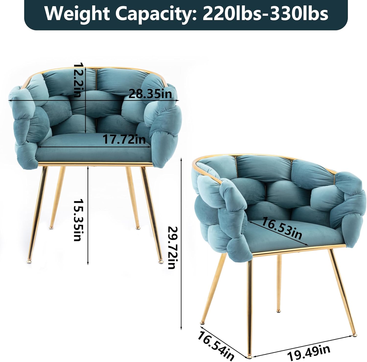 Gangnamri Silla decorativa moderna de terciopelo, silla de comedor con patas mentales doradas, sillón tejido de ocio para sala de estar, dormitorio,