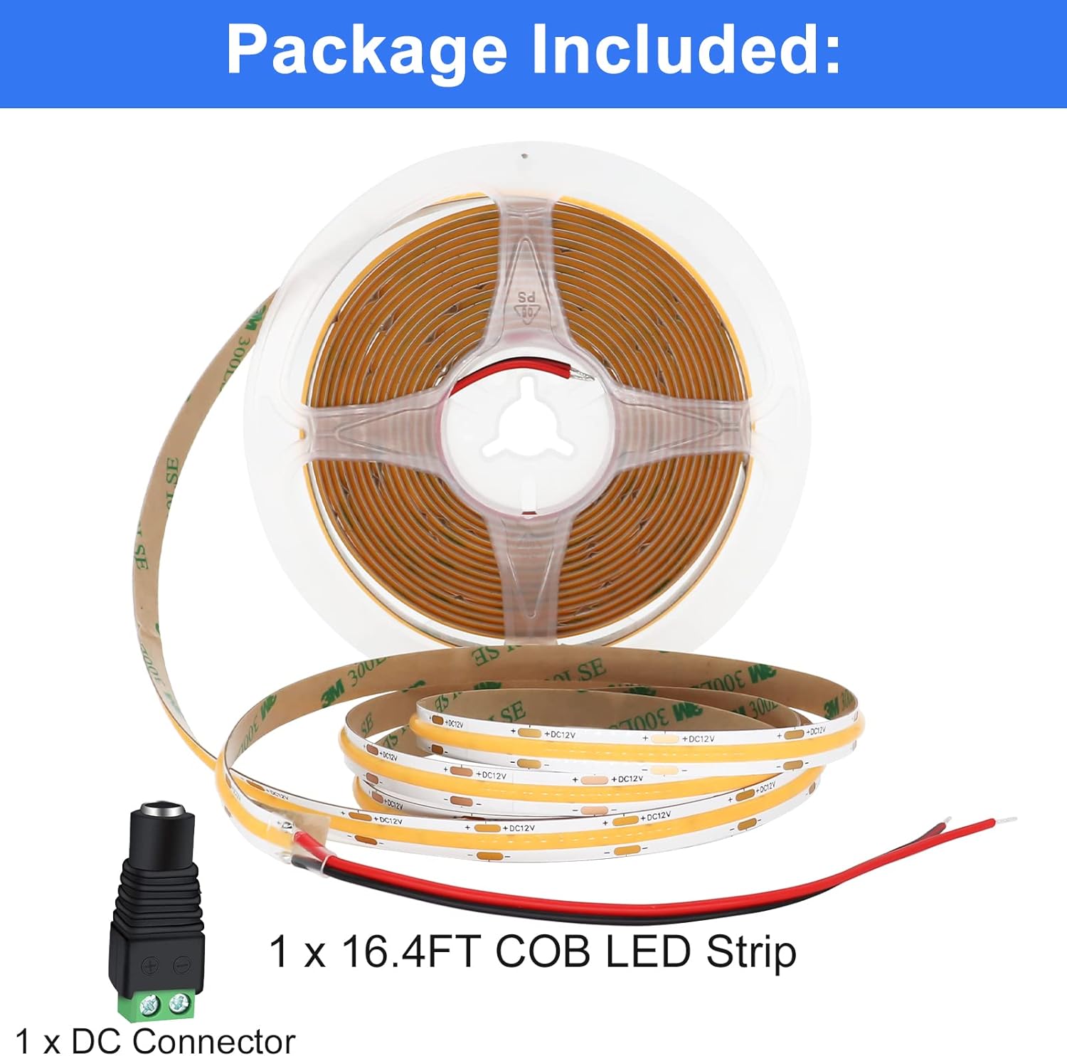 Tira de luces LED rojas de 12 V, 480 LEDsm 0.315 in de ancho 16.4 pies16.4 ft CRI90, cinta LED lineal de alto brillo para dormitorio, fiesta, boda,