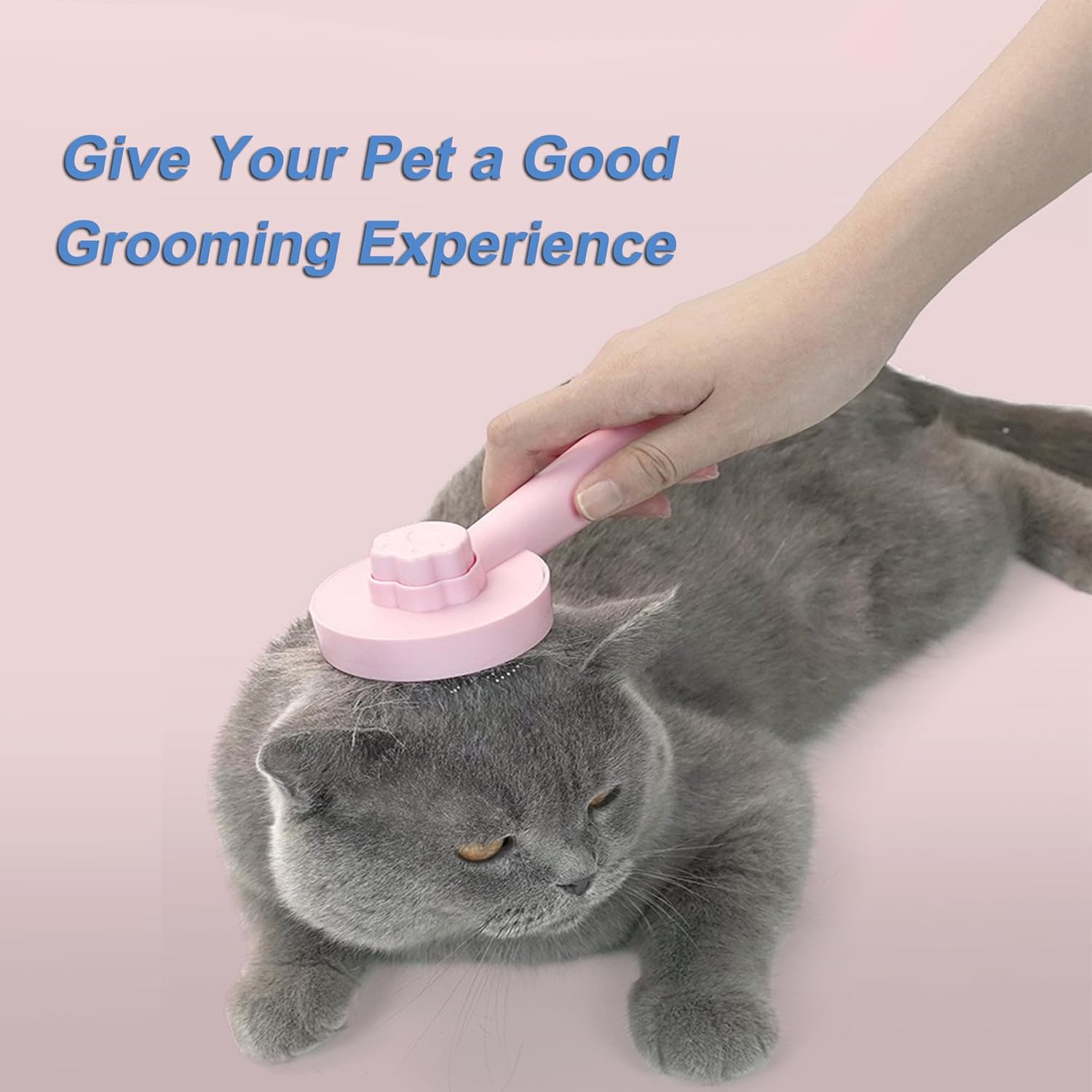 Cepillo de pelo corto o largo para perros y gatos de pelo corto o largo (rosa)