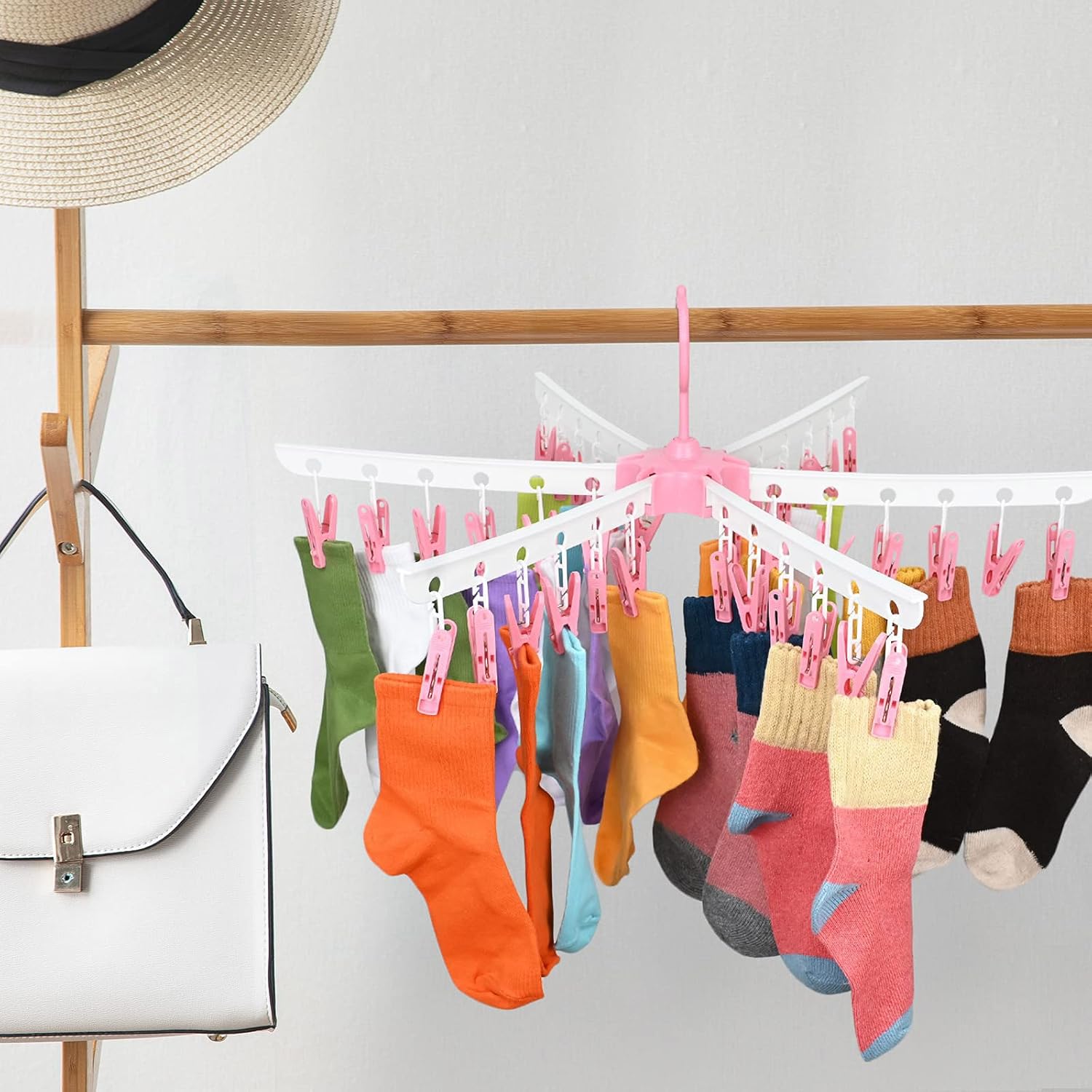 Estante de secado de calcetines, secadora de calcetines plegable, 36 clips, colgador de plástico plegable para ropa sucia, ropa para calcetines,
