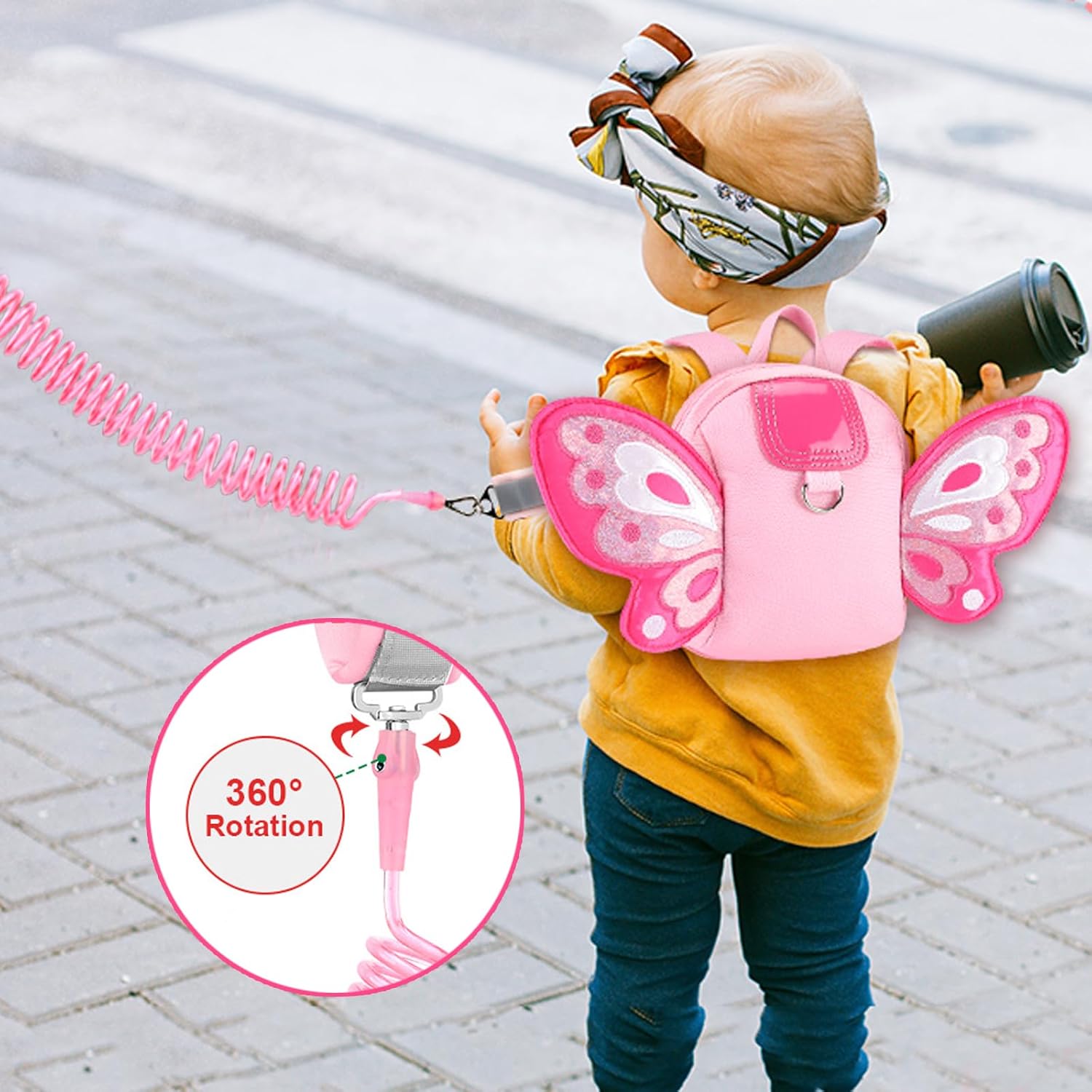 Accmor Arnés para niños pequeños, con correa de mariposa para niños, con eslabones de muñeca antipérdida, mini mochila para niños, correa para