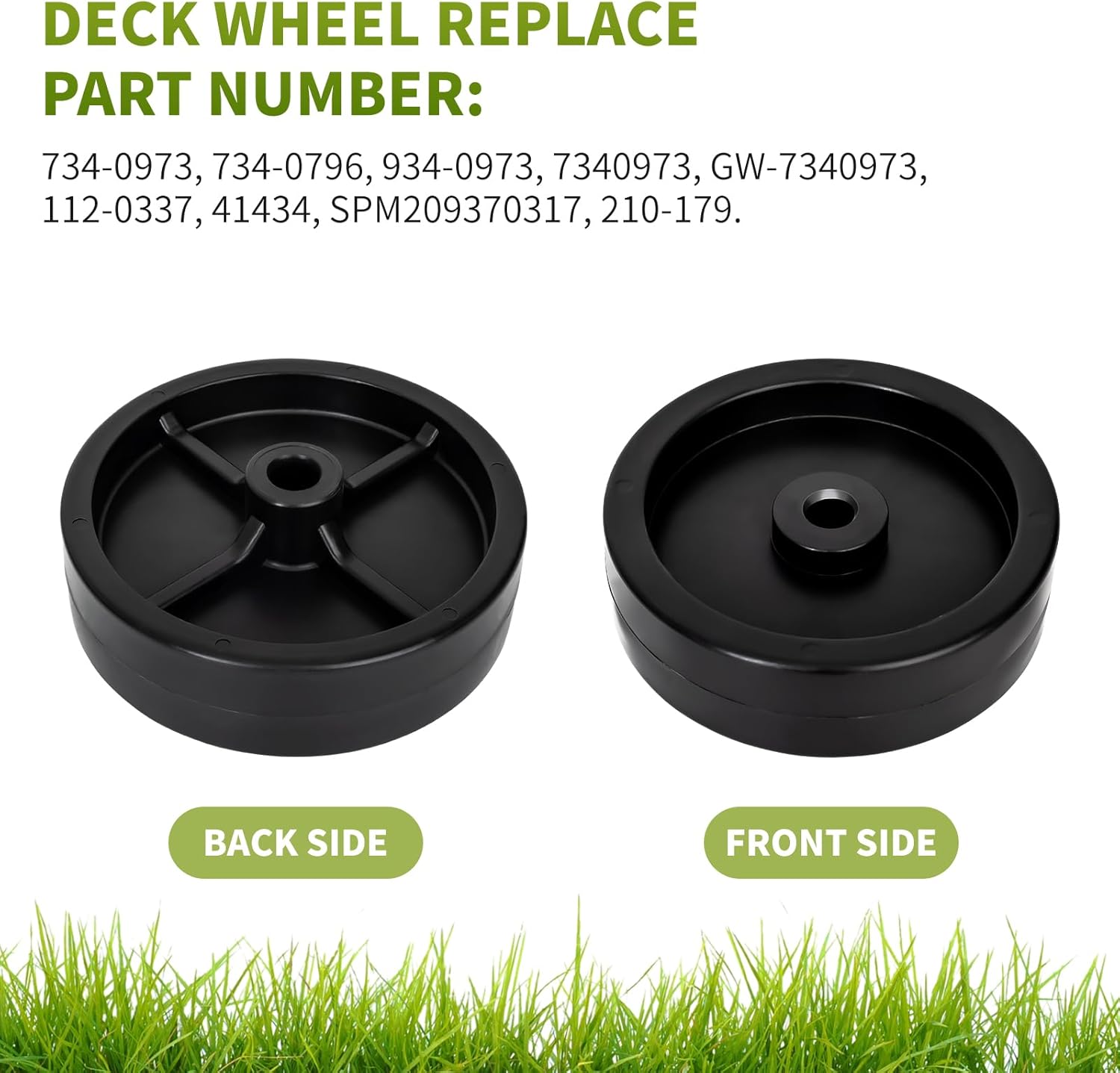 Fourtry 734-0973 – Rueda de cubierta compatible con cortacésped Cub Cad et Riding Mower, paquete de 2 ruedas enrollables de cubierta trasera