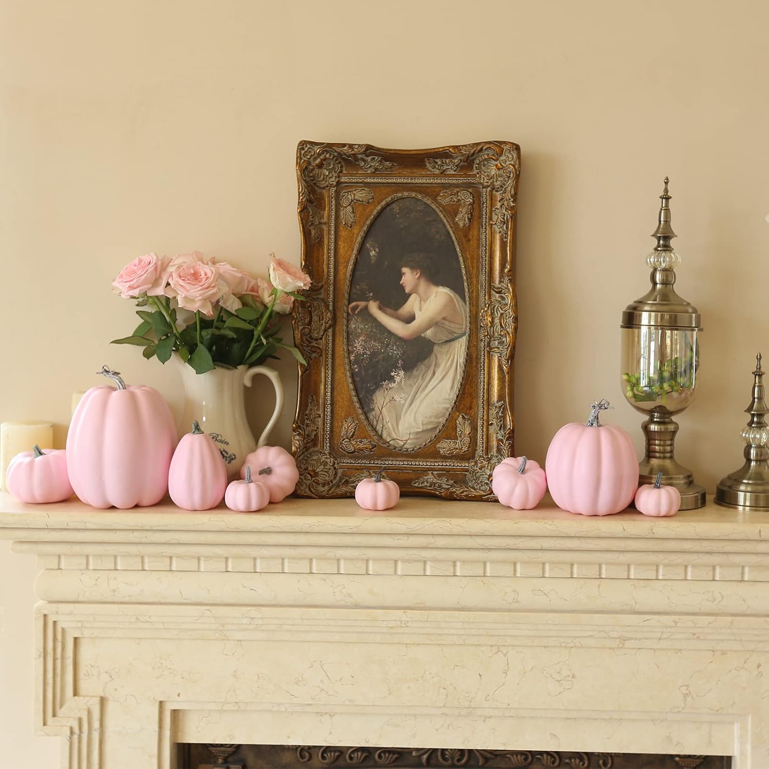 joyhalo Decoración de calabaza de otoño, paquete de 14 calabazas falsas grandes para decorar exteriores, calabazas artificiales de cosecha,