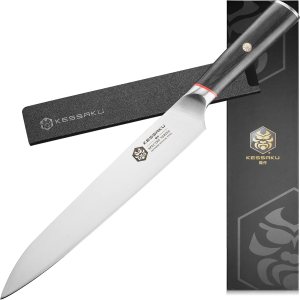 KESSAKU Cuchillo para cortar de 9.5 pulgadas – Serie Spectre – Acero inoxidable japonés forjado AUS-8 de alto carbono – Mango de madera Pakkawood KESSAKU Cuchillo para cortar de 9.5 pulgadas – Serie Spectre – Acero inoxidable japonés forjado AUS-8 de alto carbono – Mango de madera Pakkawood