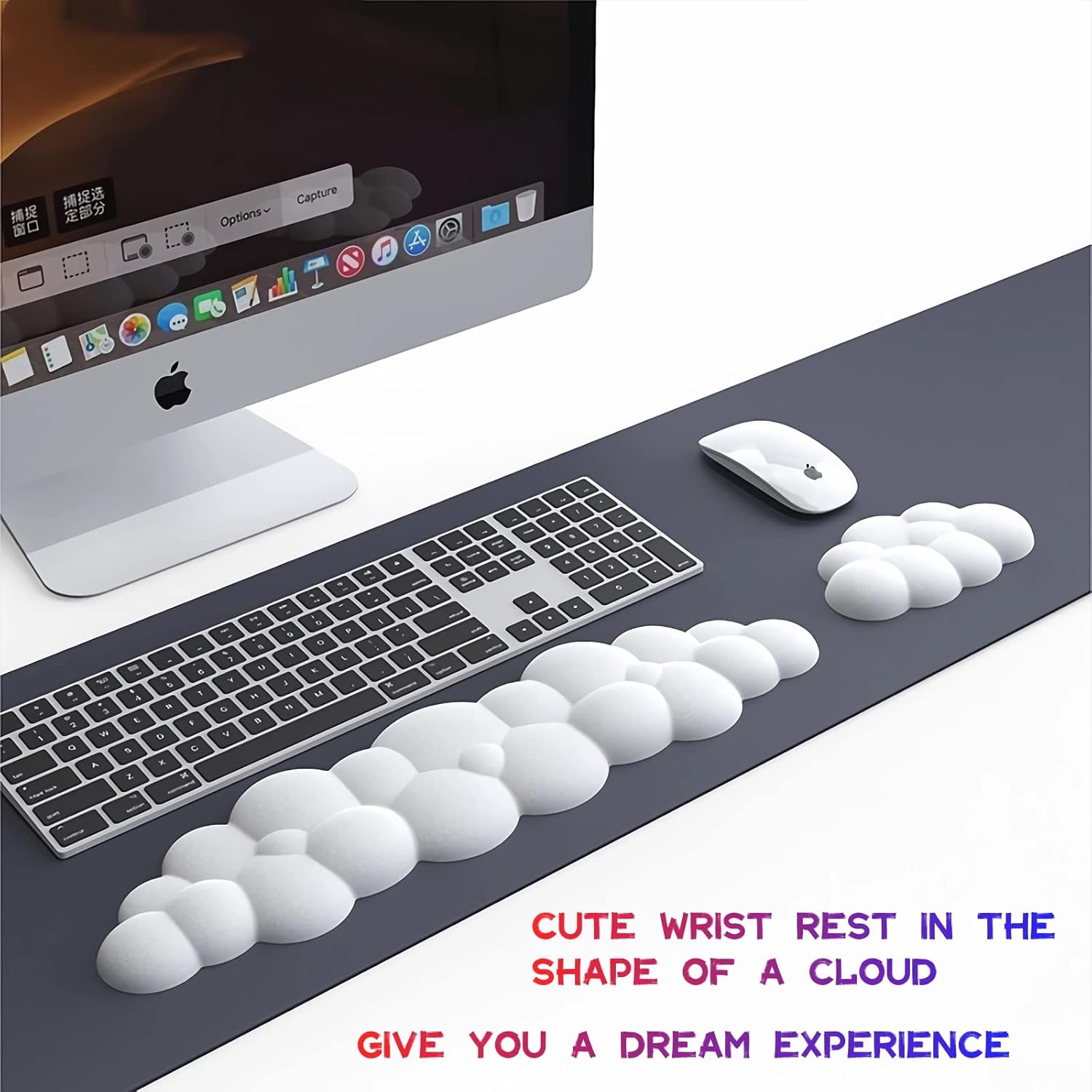 Reposamuñecas para teclado y mouse en la nube Forro de espuma viscoelástica, reposamanos en la nube Reposamanos para teclado y mouse con material de