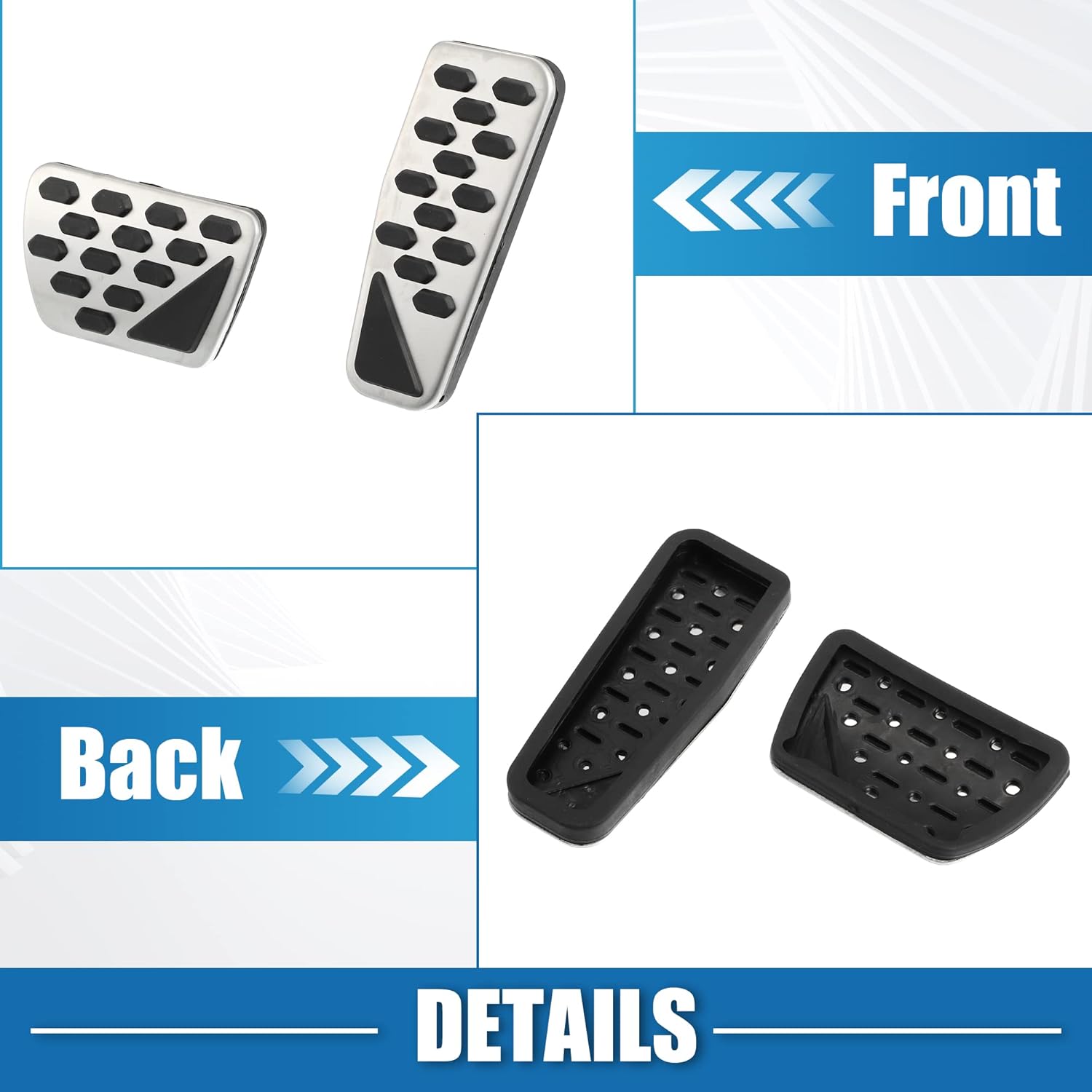 A ABSOPRO Cubierta de pedal de freno de gas antideslizante para Jeep Wrangler JL 2018-2023 Gladiator JT 2020-2022 acero inoxidable tono plateado
