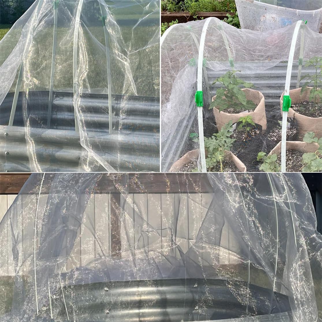 Aros de invernadero para jardín para cama elevada, 6 aros de túnel de cultivo, marco de soporte de fibra de vidrio de 7 pies de largo, estacas de