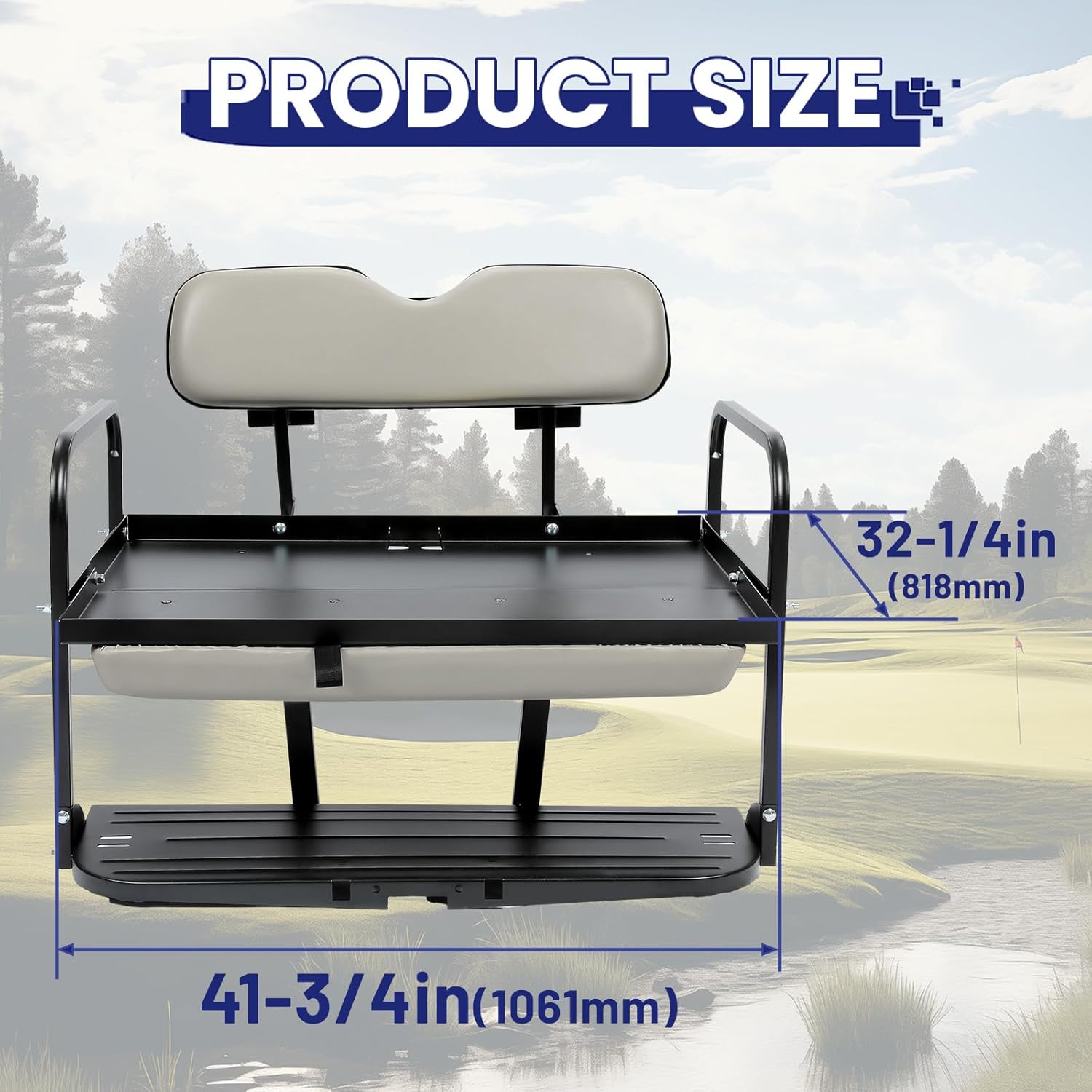 HECASA Kit de asiento trasero abatible compatible con carrito de golf EZGO Marathon Pre-1994 abatible, plegable, plegable, asiento trasero blanco