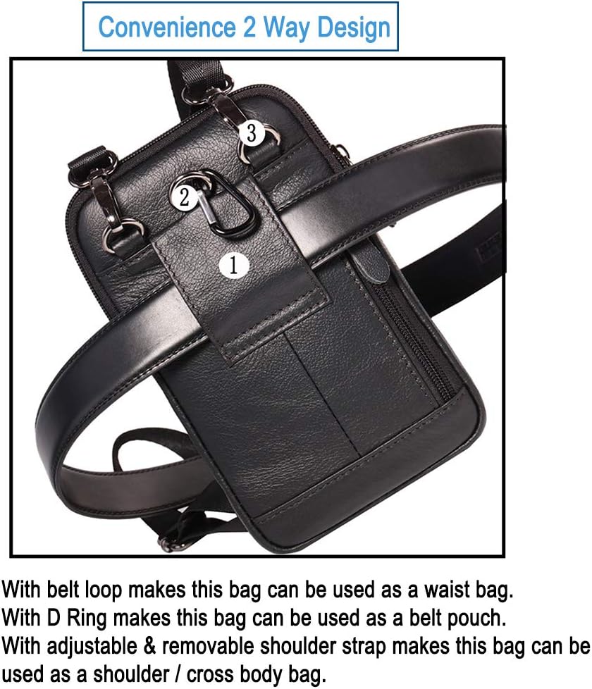 Bolso de hombro pequeño inteligente de cuero para hombre, soporte para celda de 7.0 pulgadas, funda táctica, funda de transporte, bolsa con lazo