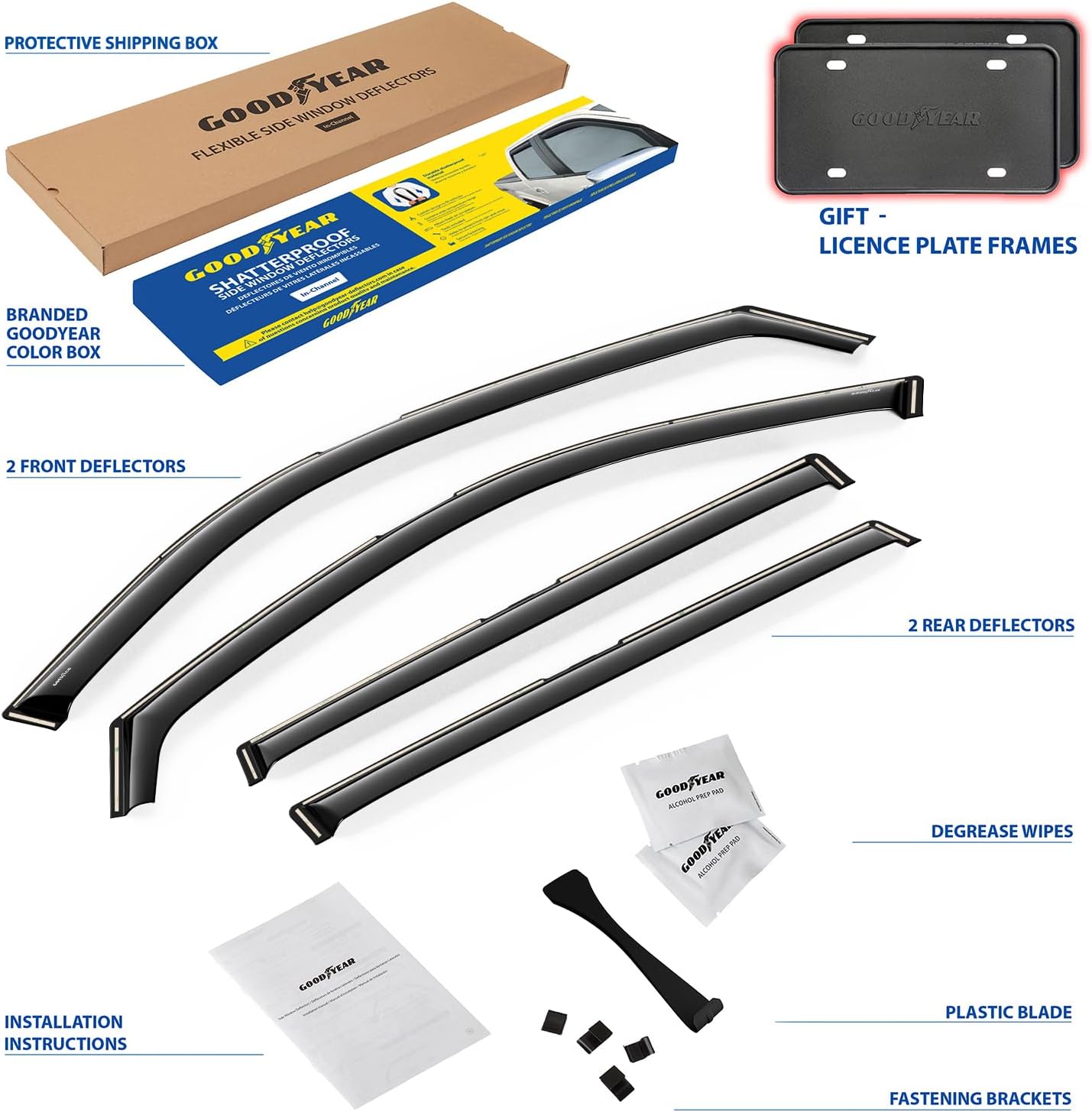 Goodyear Deflectores de ventana de canal inastillables para Kia Telluride 2020-2024, protectores de lluvia, viseras de ventana para automóviles,