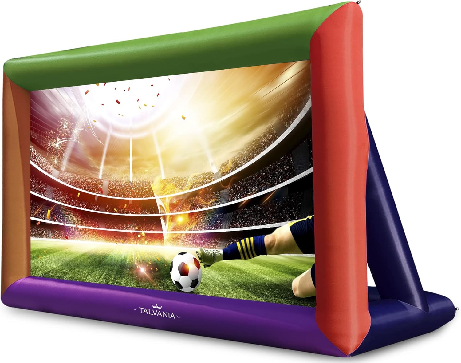 Pantalla de proyector inflable de 14 pies para ver películas de TV en exteriores e interiores, soplador, amarre, estacas, bolsas de arena y bolsa de