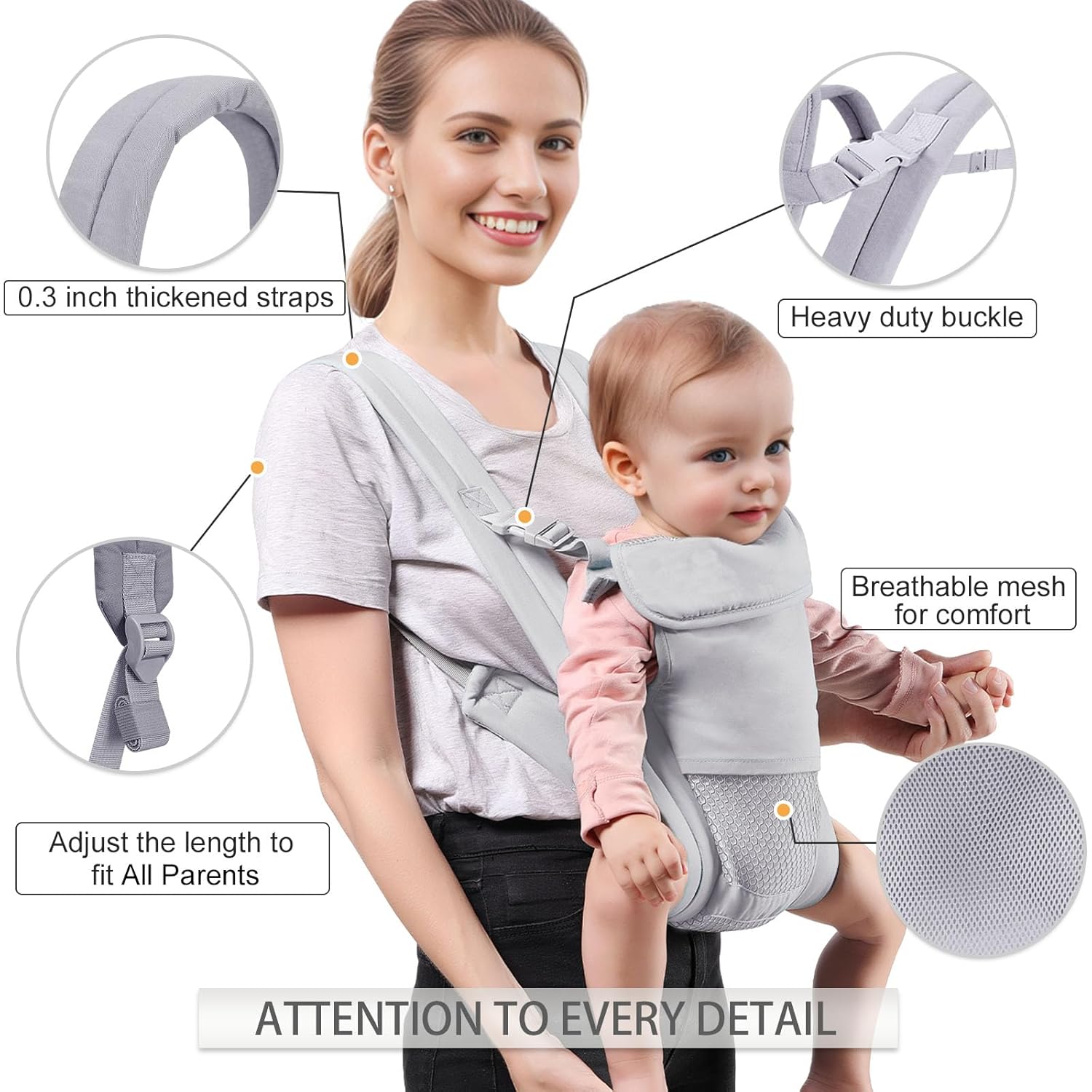 Portabebés para recién nacidos a niños pequeños, acogedor portabebés (7-30 libras), portabebés fácilmente ajustable, portabebés ligero, portabebés,