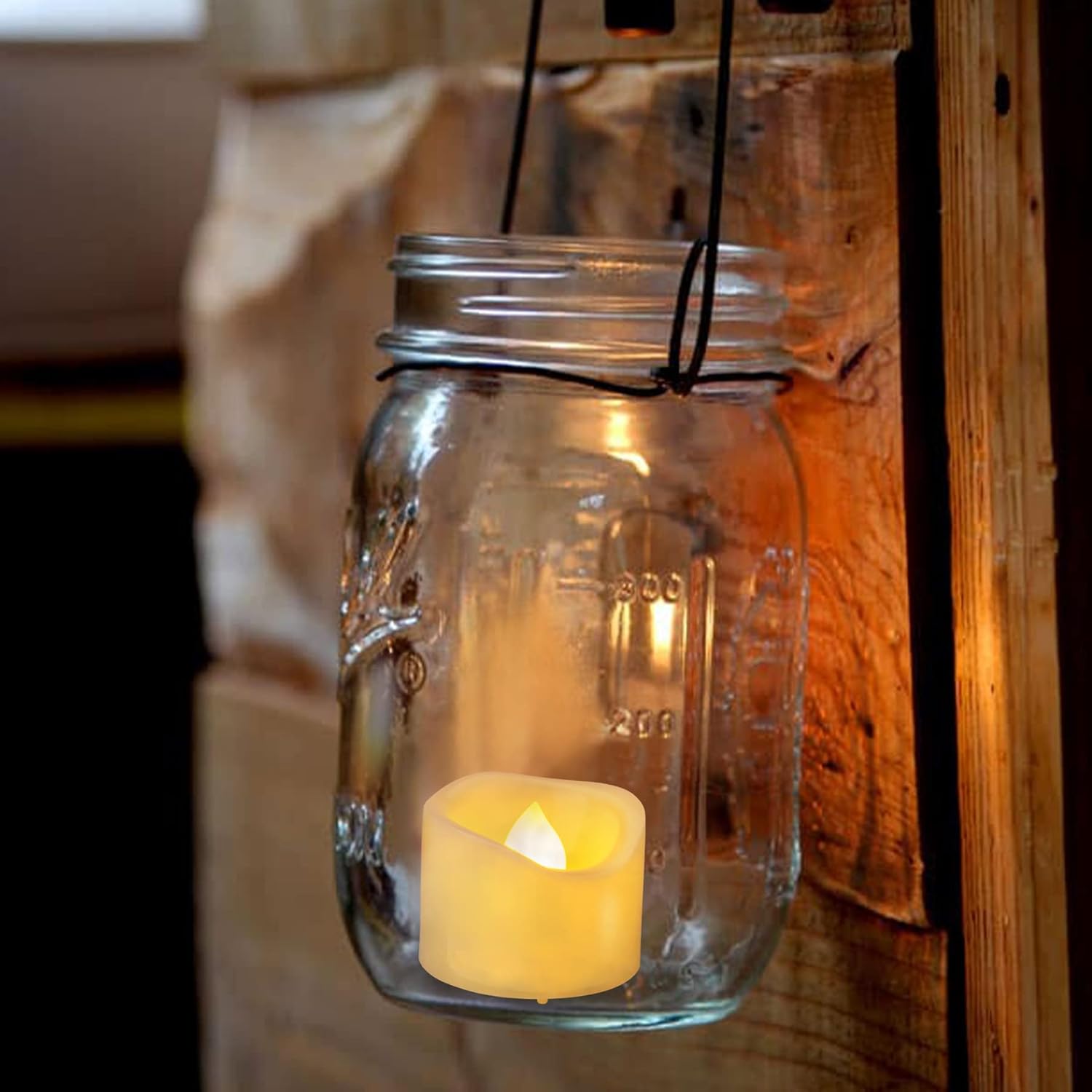 Paquete de 24 velas LED de té de 1.5 x 1.2 pulgadas, pequeñas velas votivas parpadeantes sin llama para exteriores, velas de té falsas eléctricas