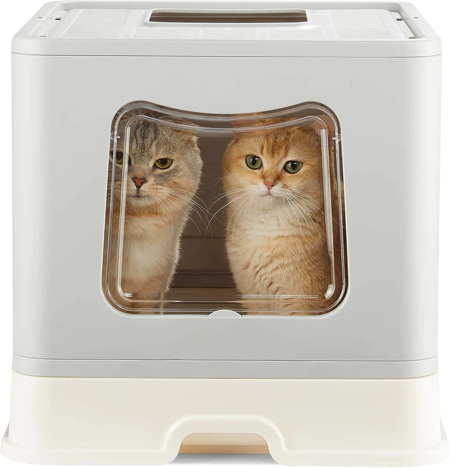 Vealind Caja de arena extragrande para gatos con tapa para gatos grandes o gatitos, caja de arena plegable con cuchara para varios gatos, caja de