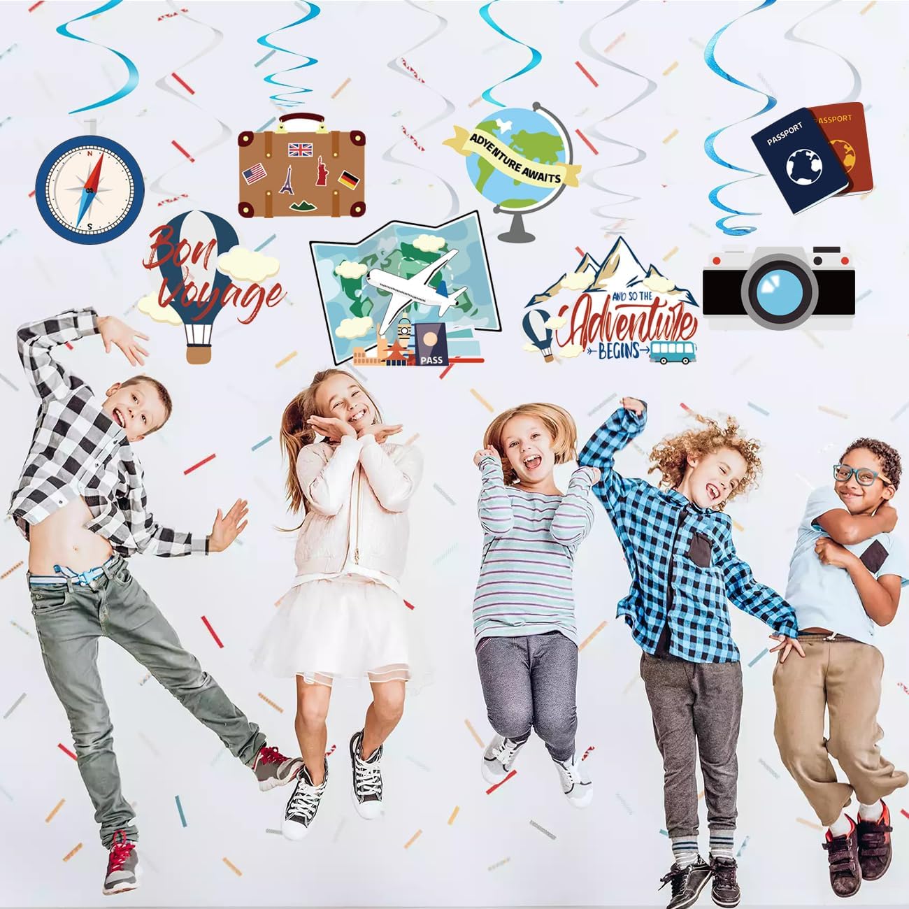 30 decoraciones de fiesta de espirales colgantes con temática de viaje, suministros de fiesta para fiesta de cumpleaños, fiesta de jubilación,