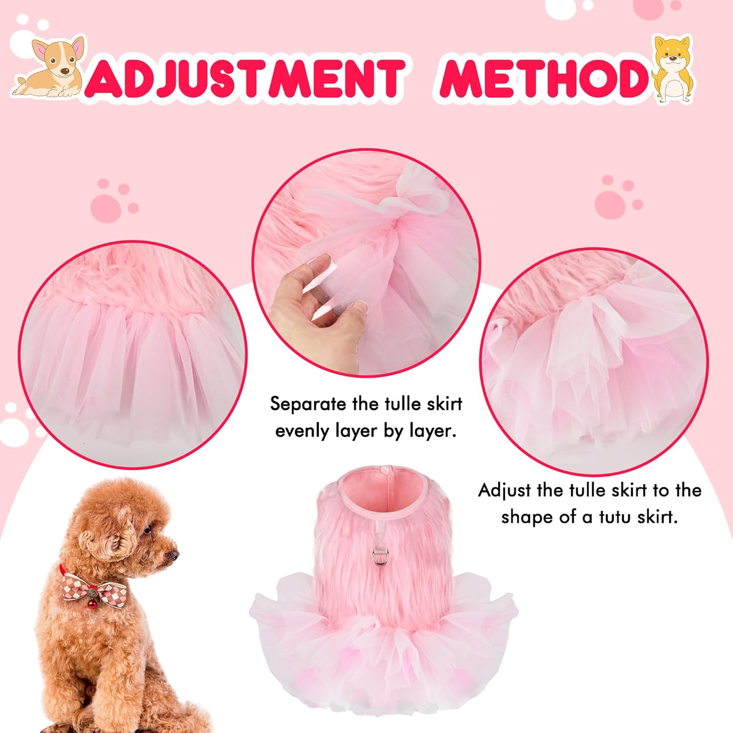 Vestido para perro, lindo vestido tutú de lujo con arnés con correa, ropa para caminar para perros, faldas de invierno para perros pequeños, niñas,